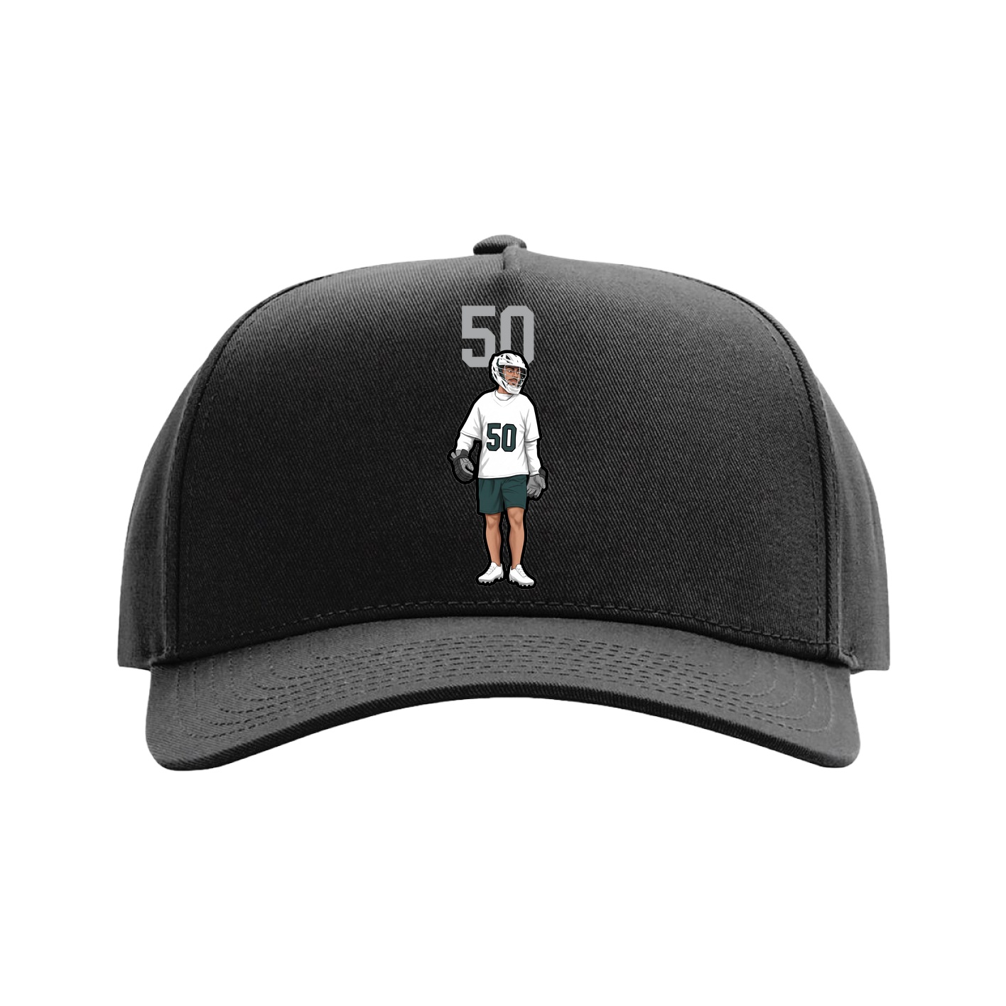 Full Fabric Five-Panel Champ Cap — Number Top in Black