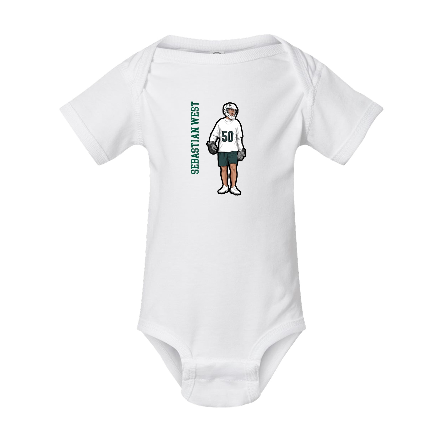 Baby Onesie — Name Vertical in White