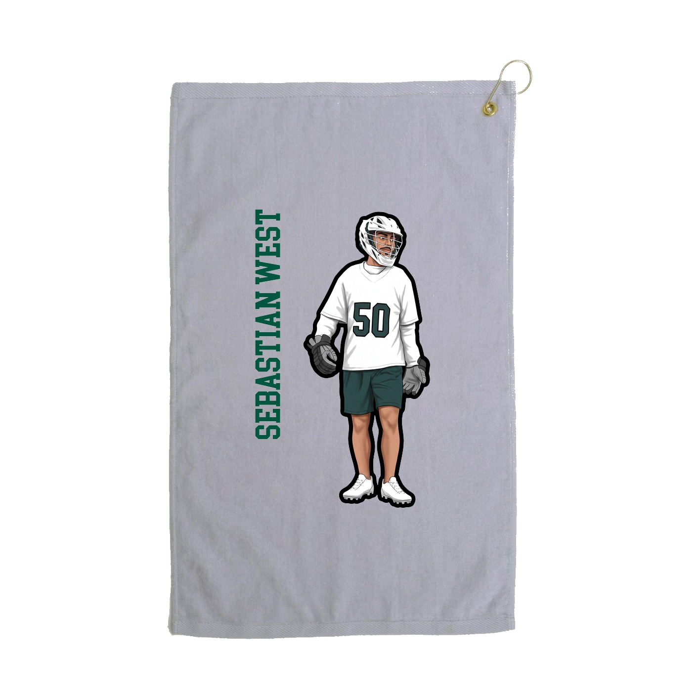 Golf Towel — Name Vertical in Grey