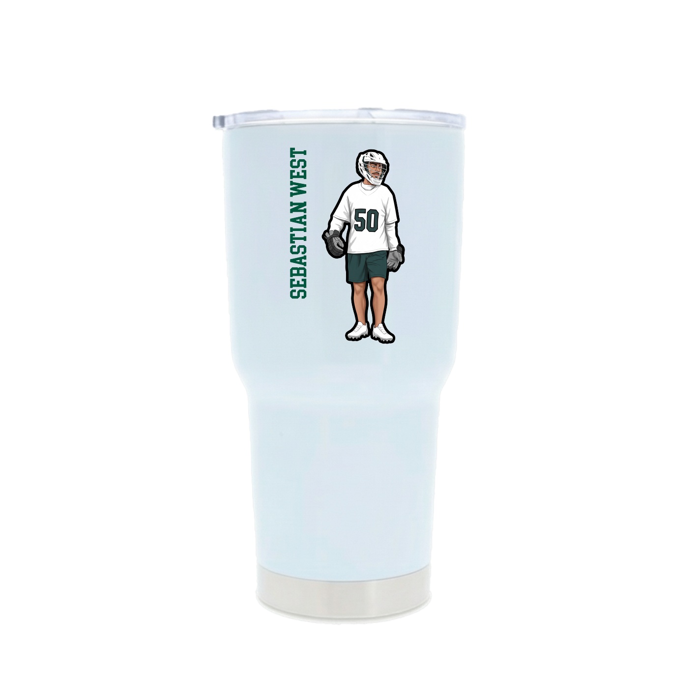 30oz Stainless Steel Tumbler — Name Vertical in White