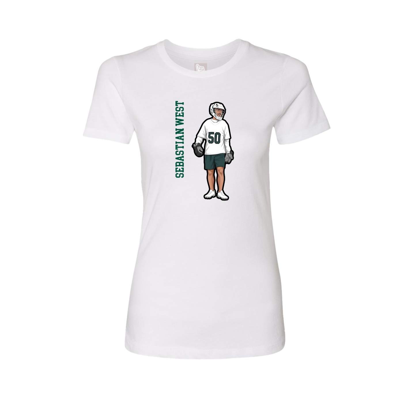Fitted Women's Tee — Name Vertical in White