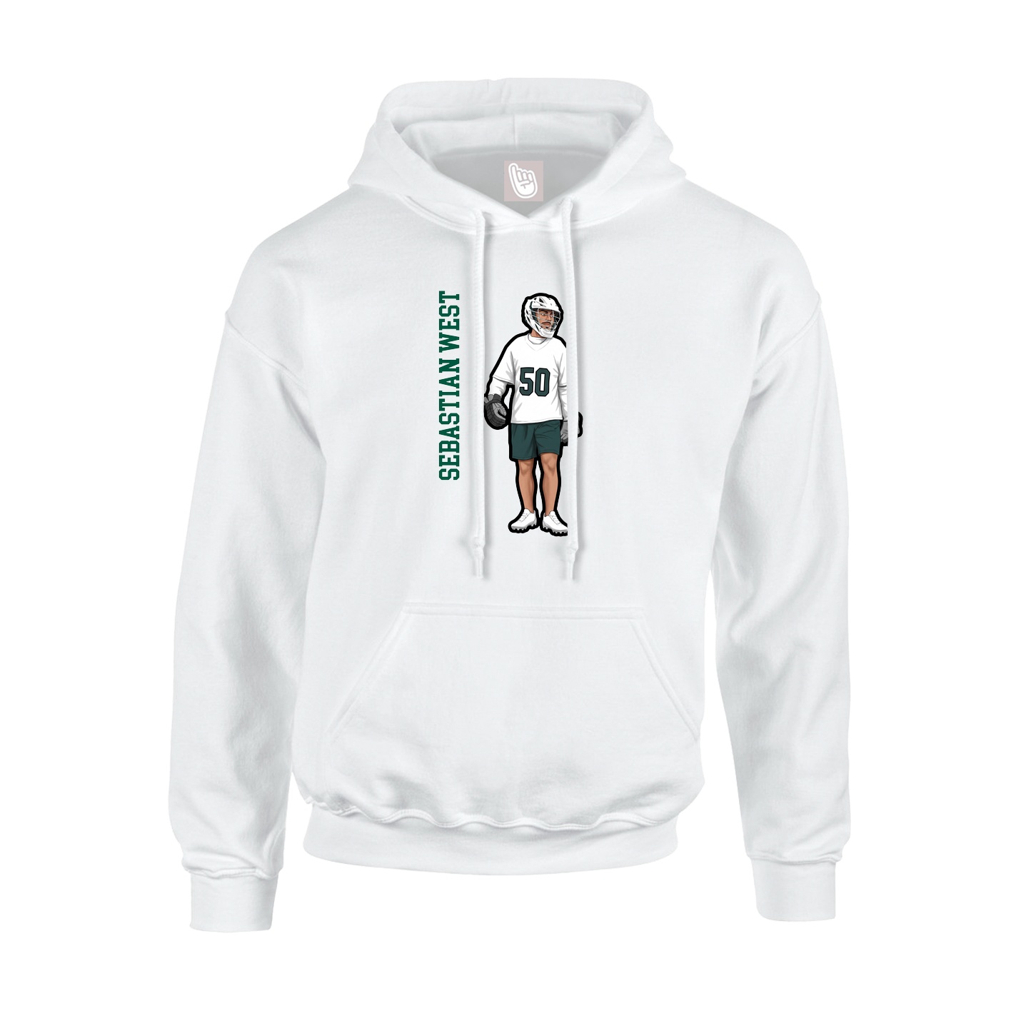 Youth Hoodie — Name Vertical in White