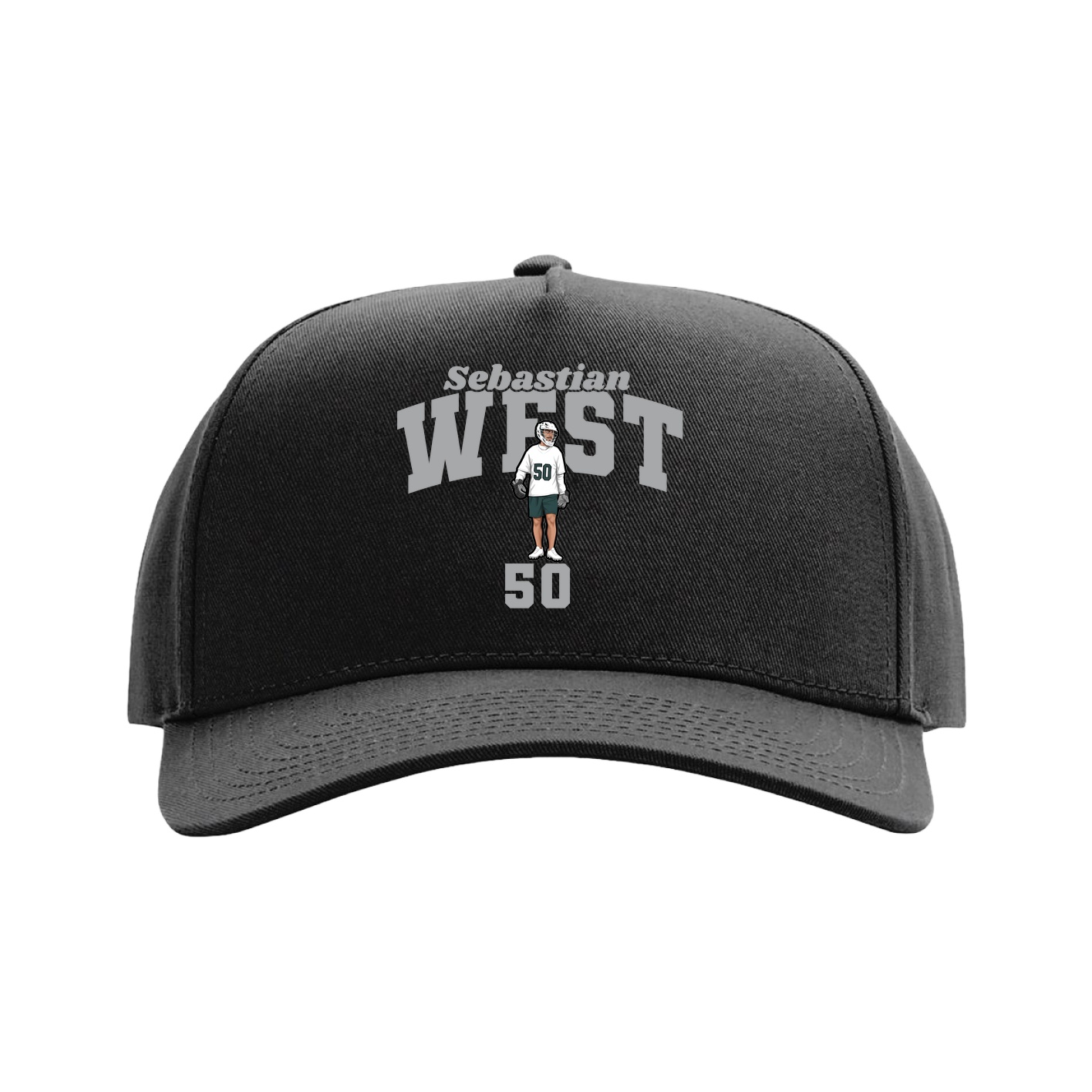 Full Fabric Five-Panel Champ Cap — Signature Arch in Black