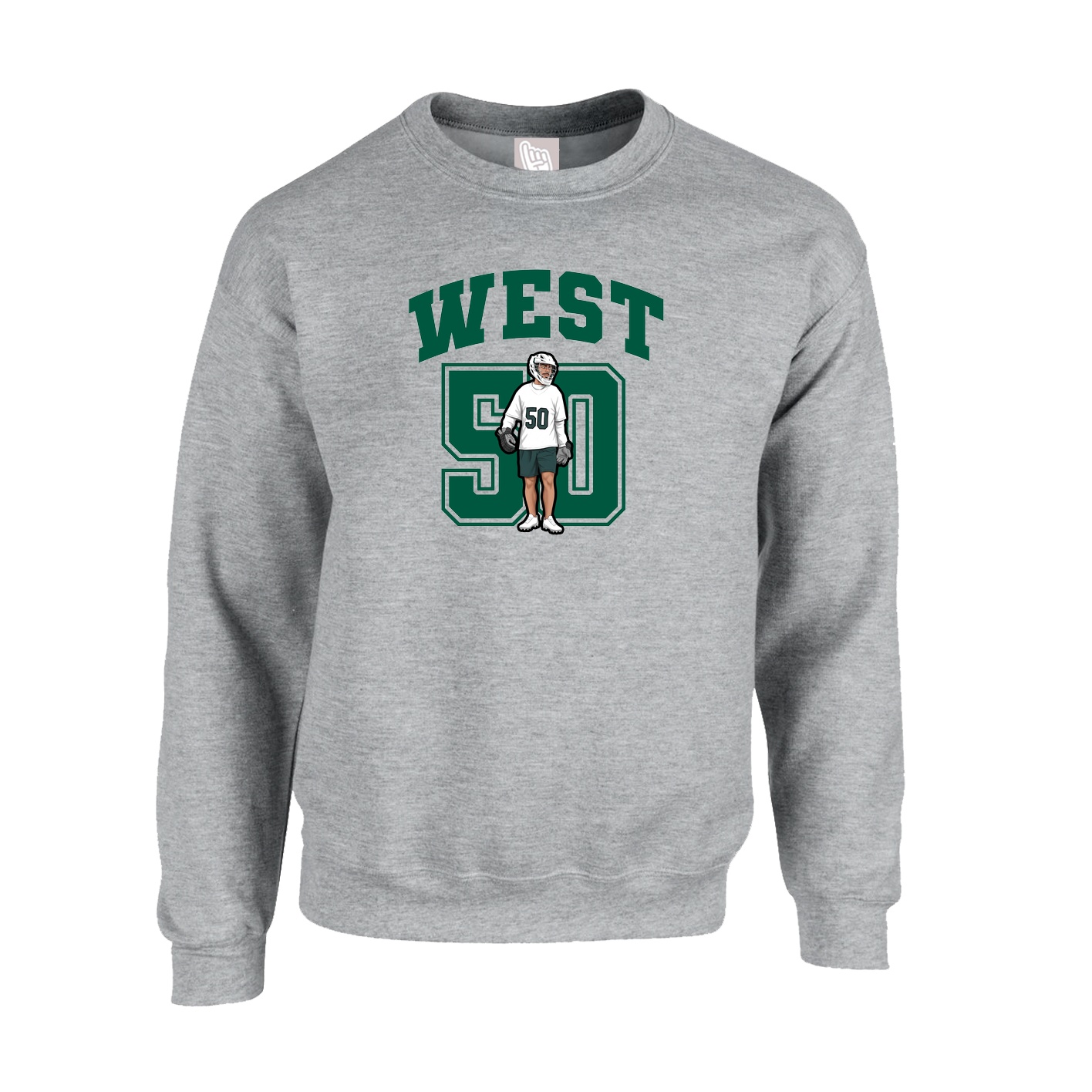 Fleece Crew — Number in Grey
