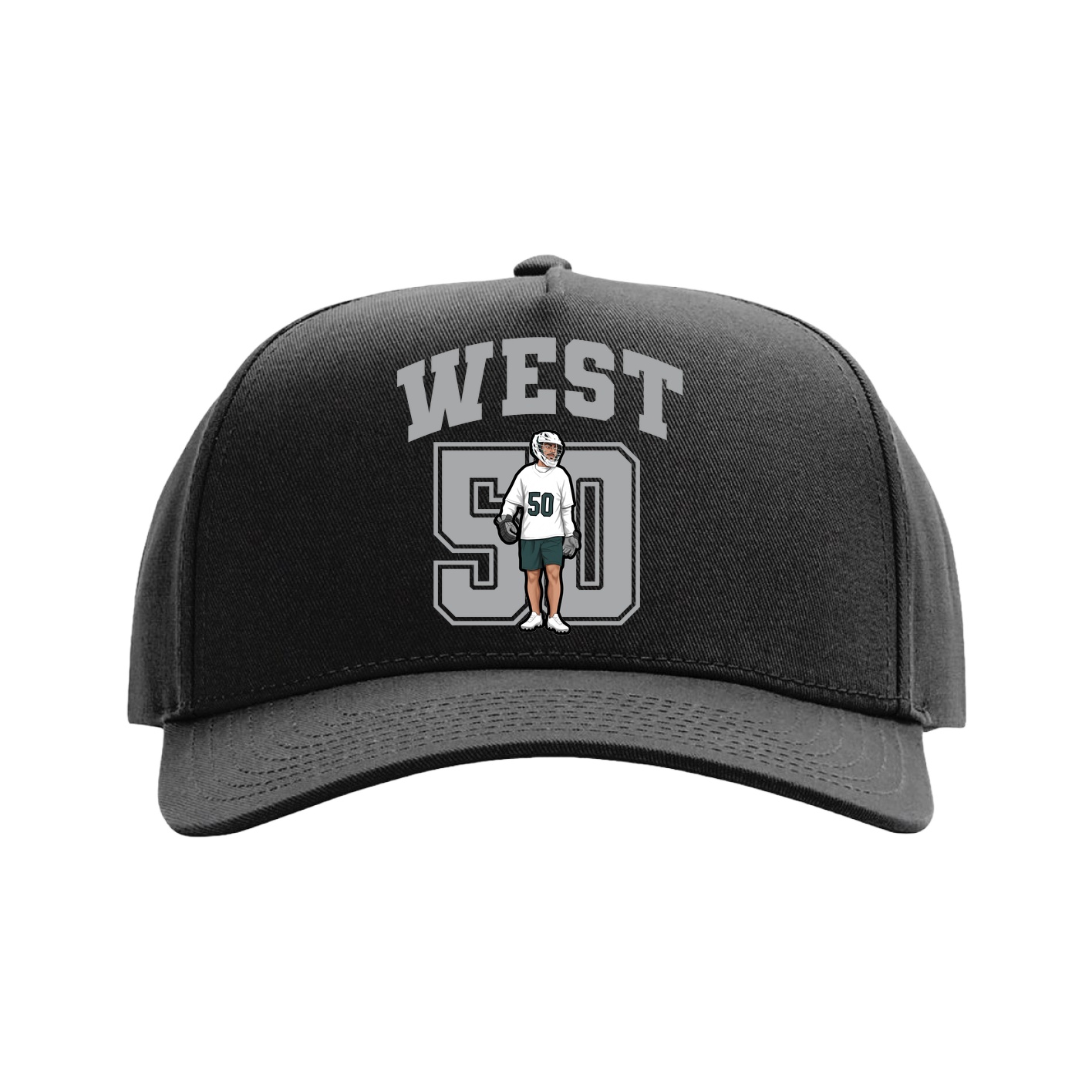 Full Fabric Five-Panel Champ Cap — Number in Black
