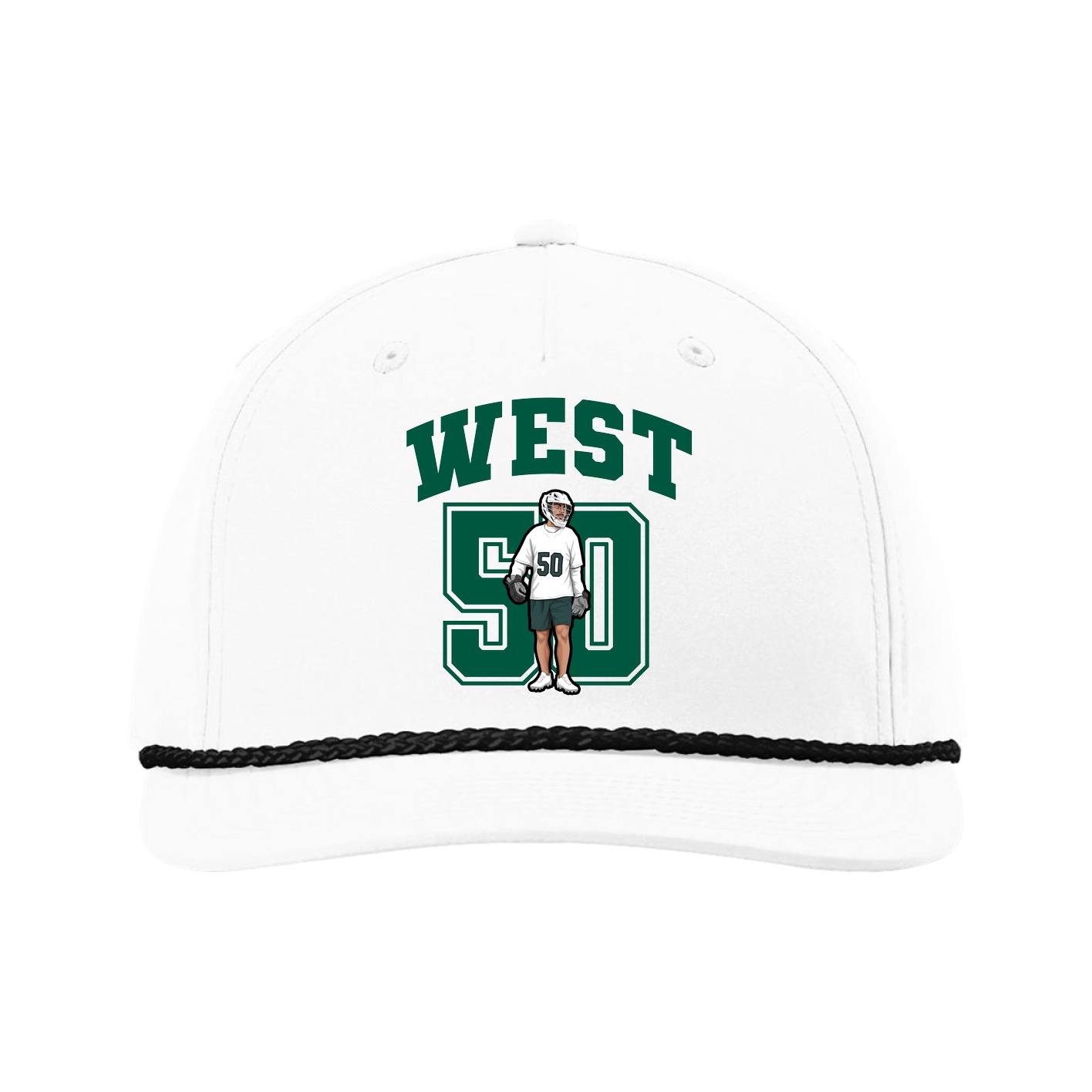 Five-Panel Classic Rope Cap — Number in White
