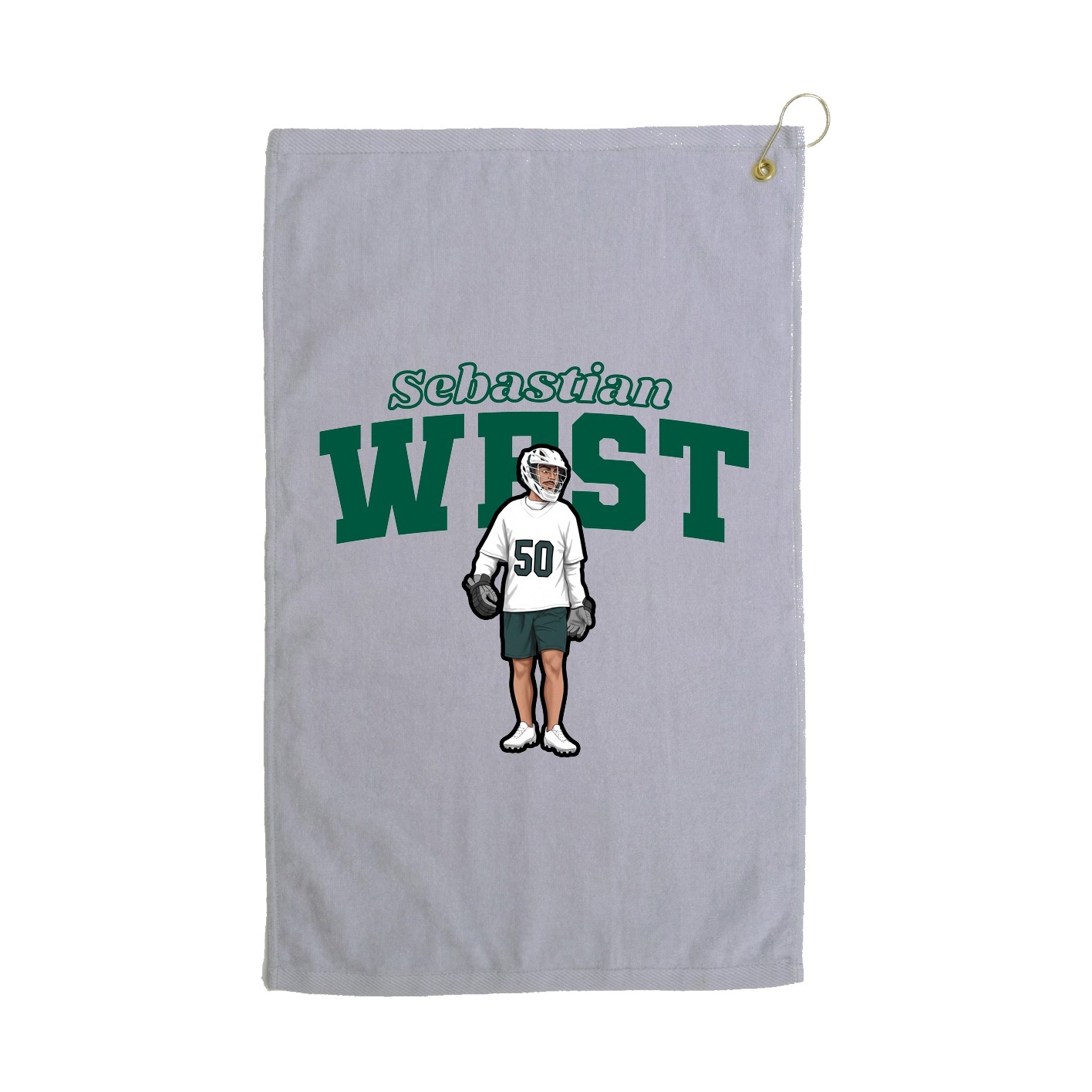 Golf Towel — Name Arch in Grey