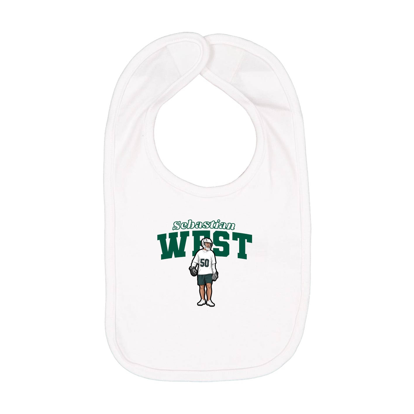 Infant Bib — Name Arch in White