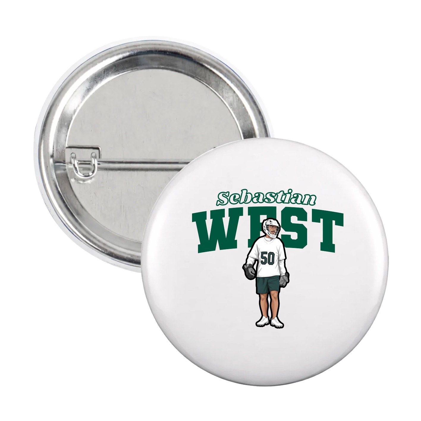 Game Day Button — Name Arch in White