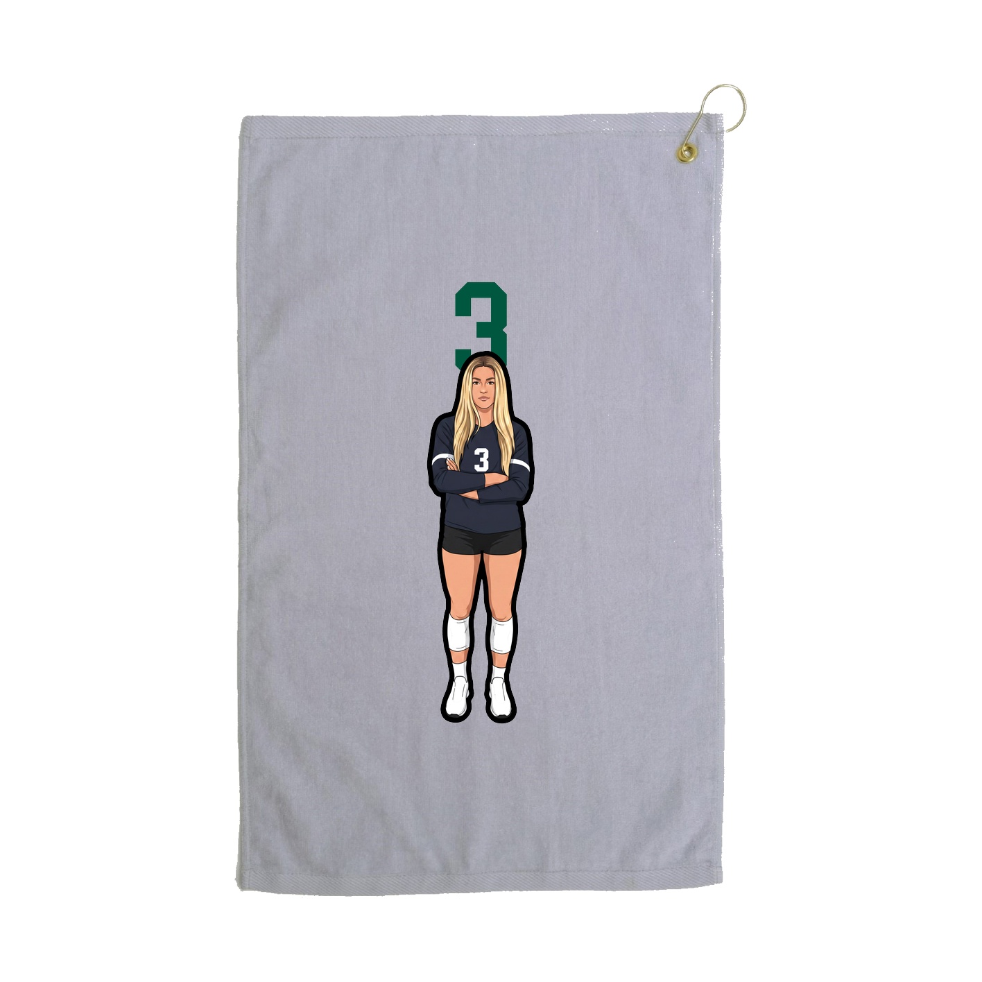 Golf Towel — Number Top in Grey