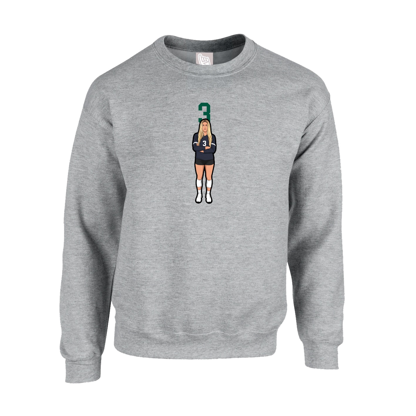 Fleece Crew — Number Top in Grey