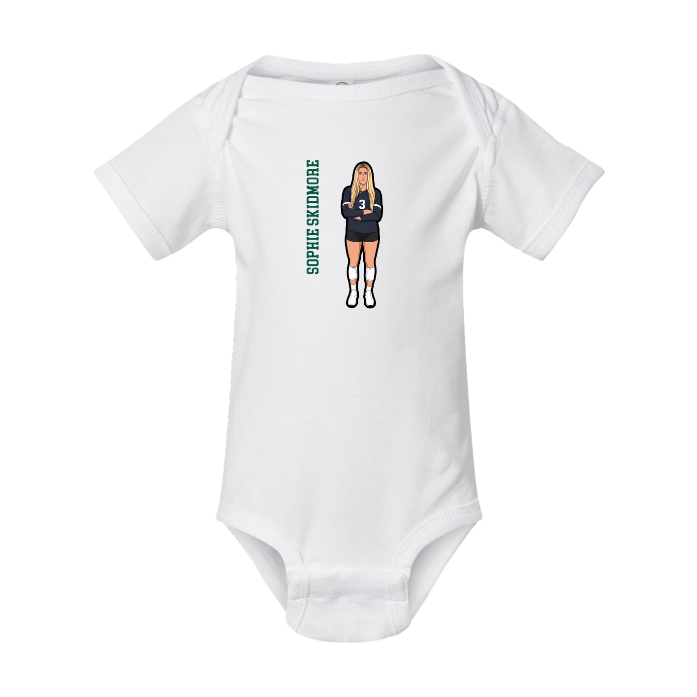 Baby Onesie — Name Vertical in White