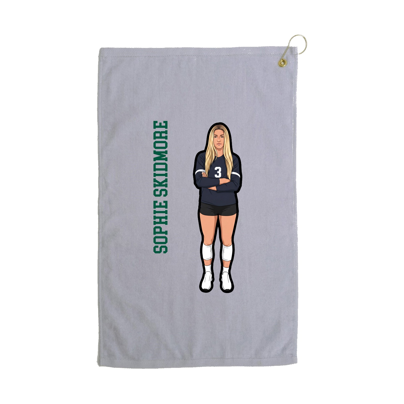 Golf Towel — Name Vertical in Grey