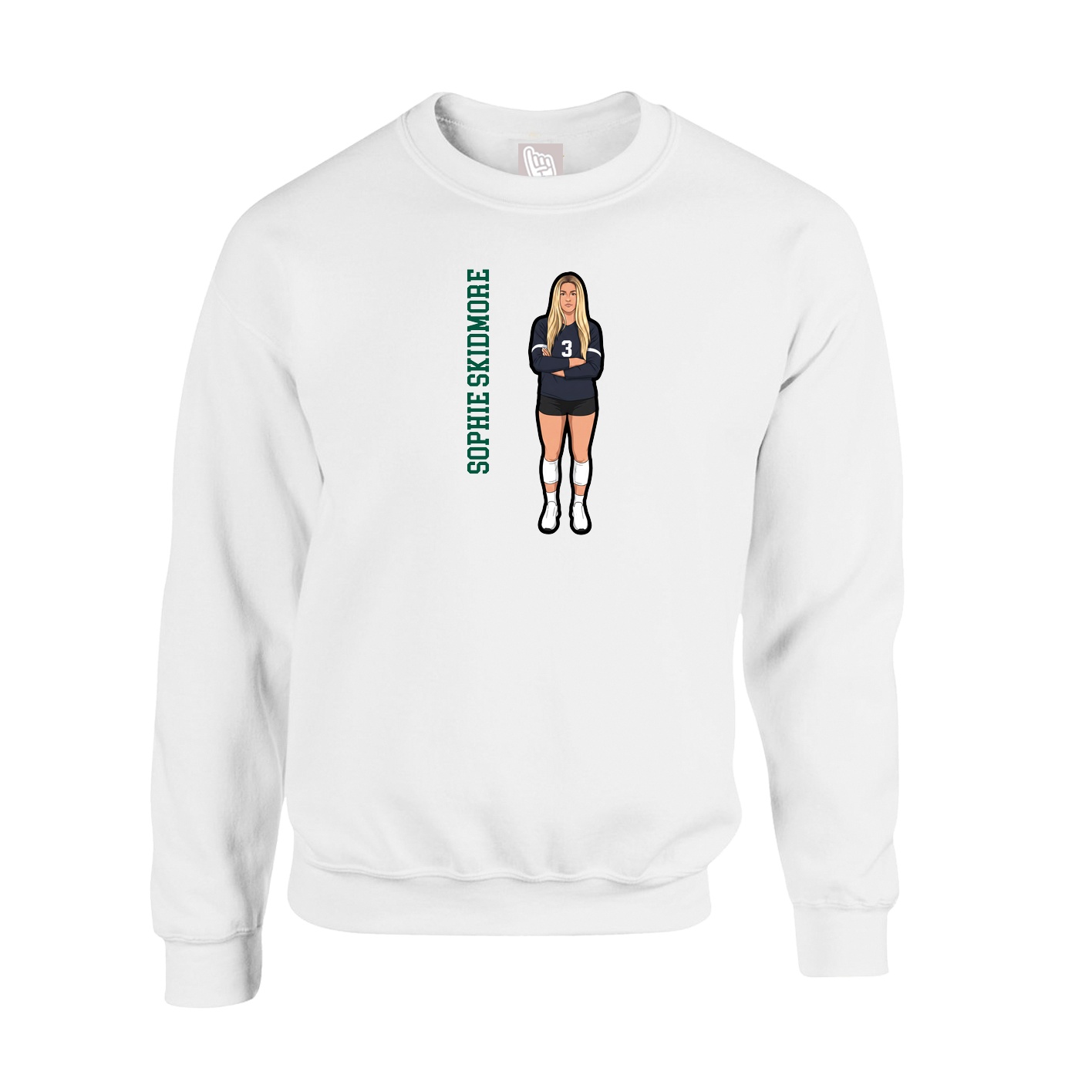 Fleece Crew — Name Vertical in White
