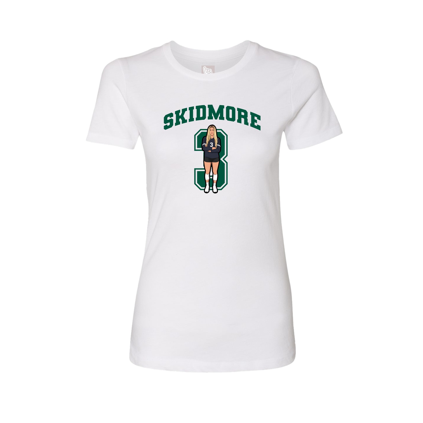 Fitted Women's Tee — Number in White