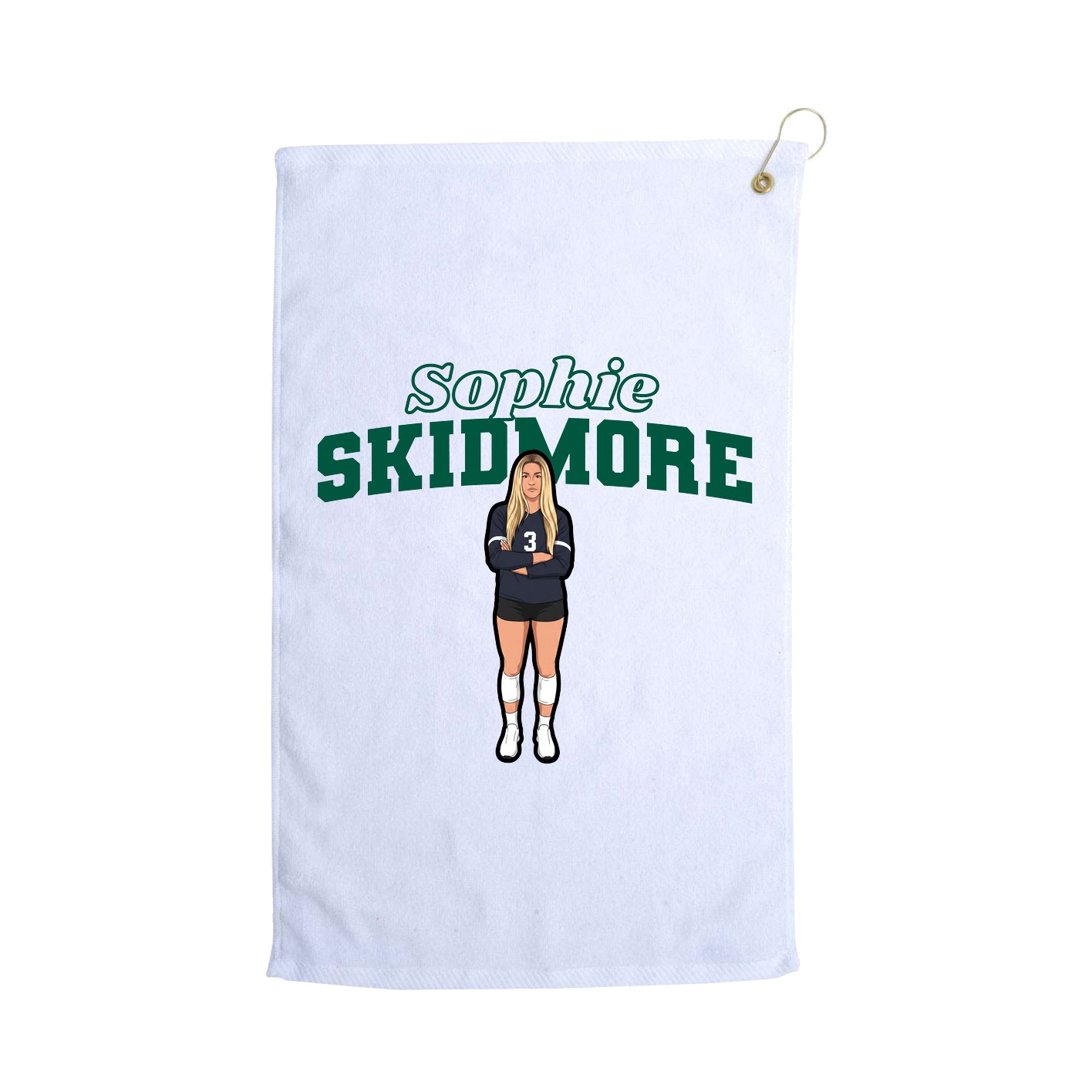 Golf Towel — Name Arch in White