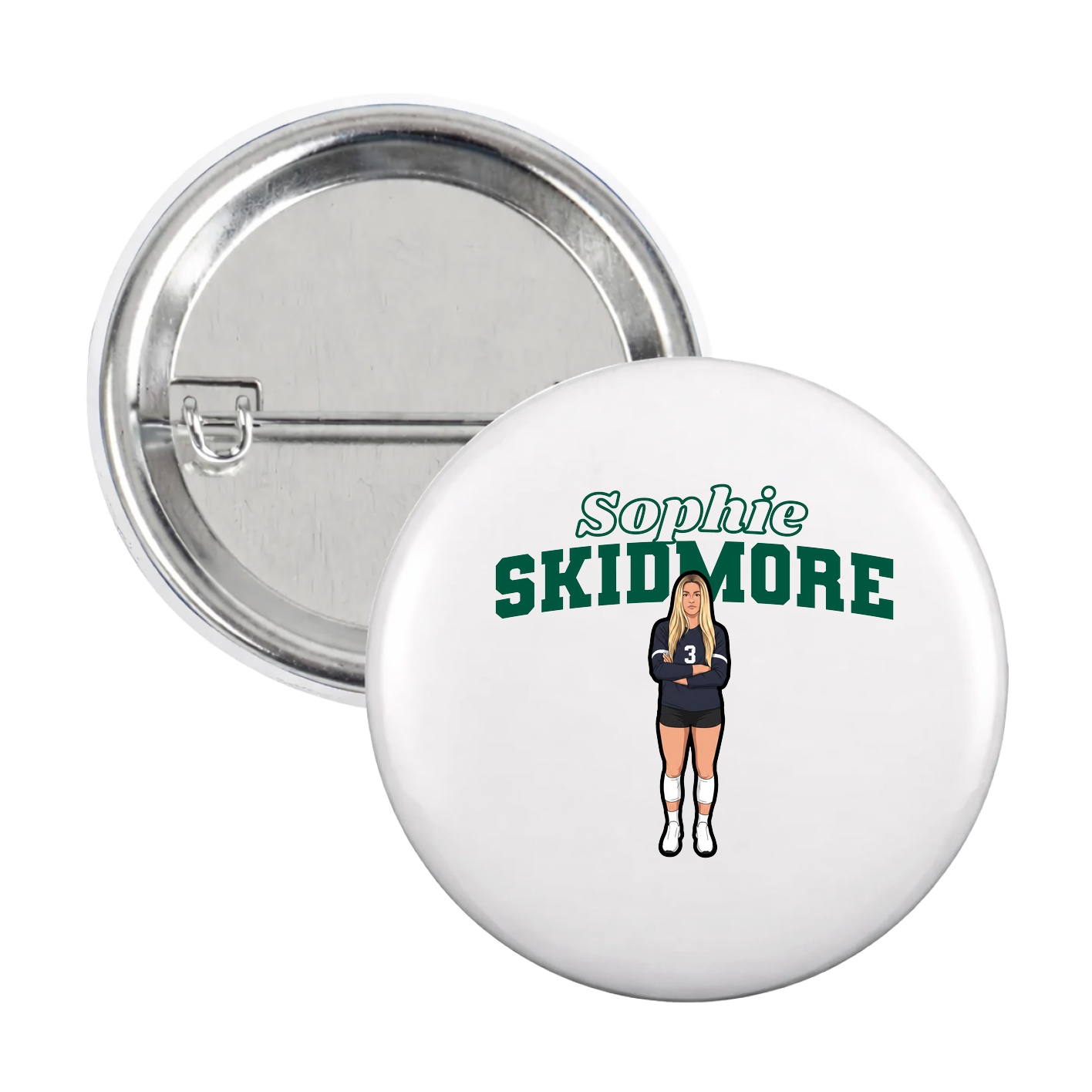 Game Day Button — Name Arch in White