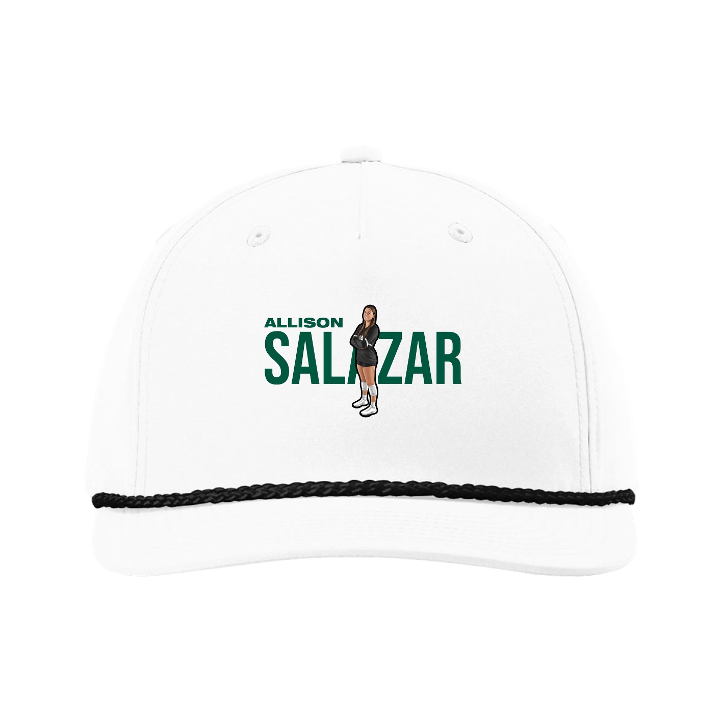 Five-Panel Classic Rope Cap — Player Name in White