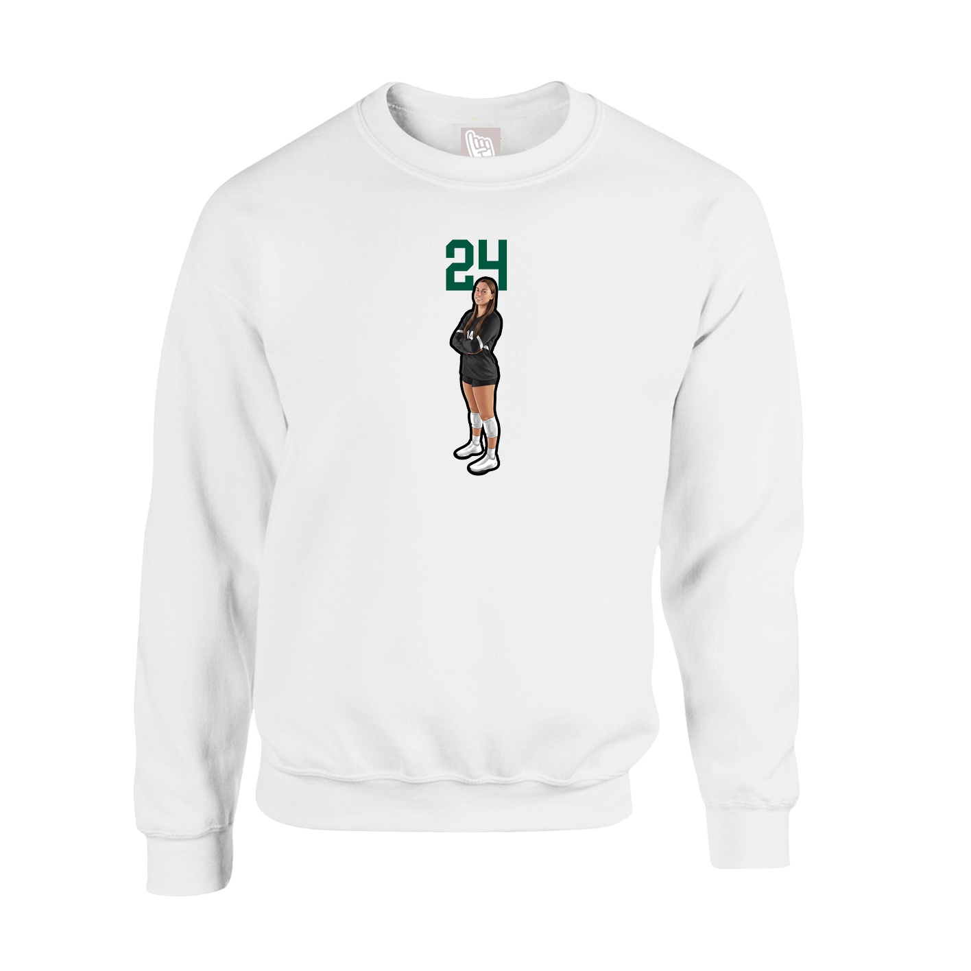 Fleece Crew — Number Top in White
