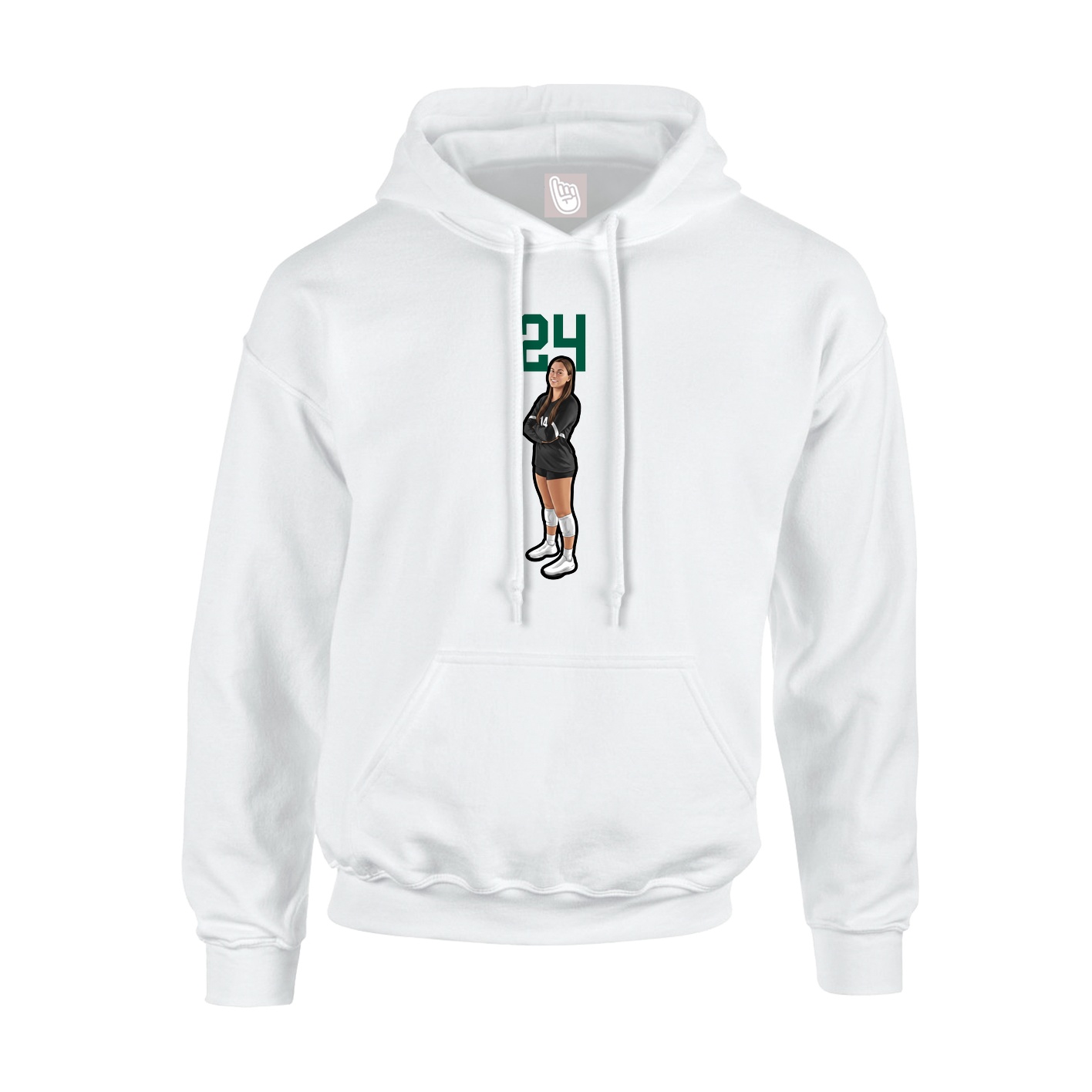 Youth Hoodie — Number Top in White