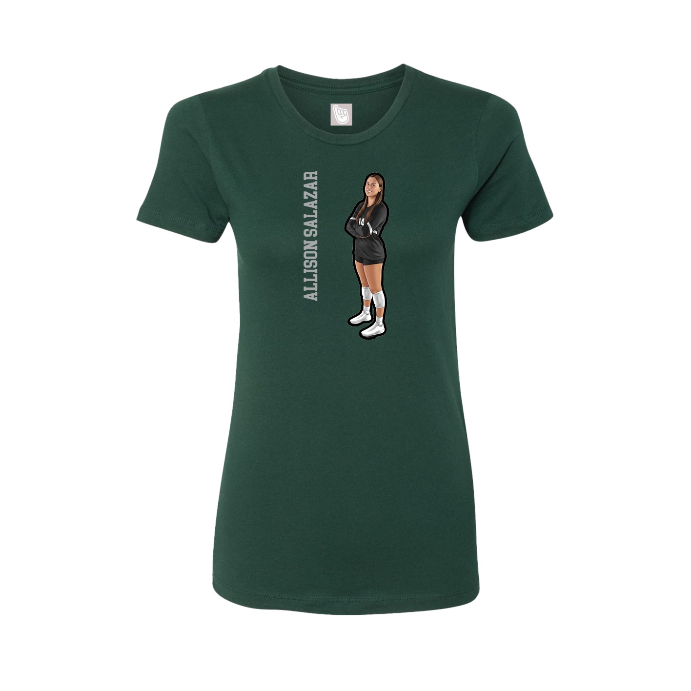 Fitted Women's Tee — Name Vertical in Green