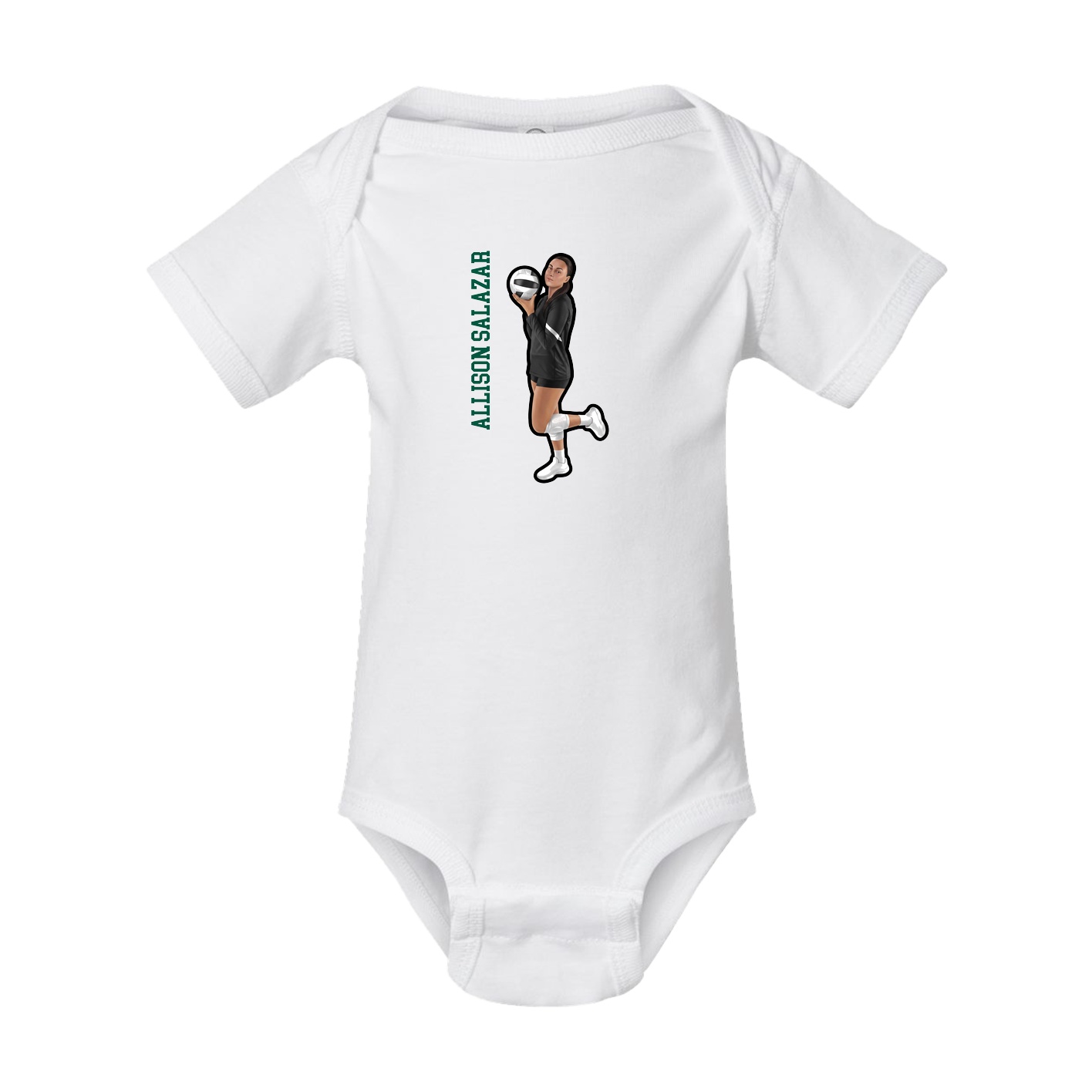 Baby Onesie — Name Vertical in White
