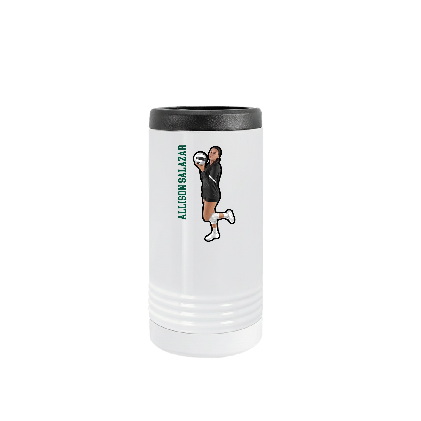 Slim Beverage Holder — Name Vertical in White