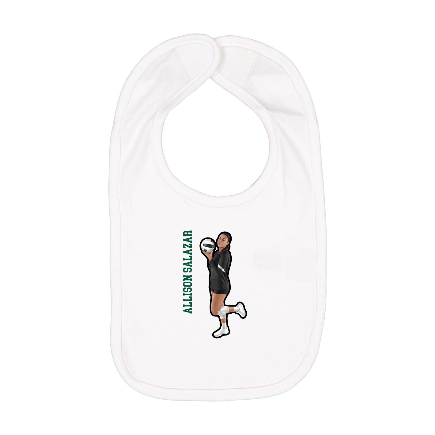 Infant Bib — Name Vertical in White