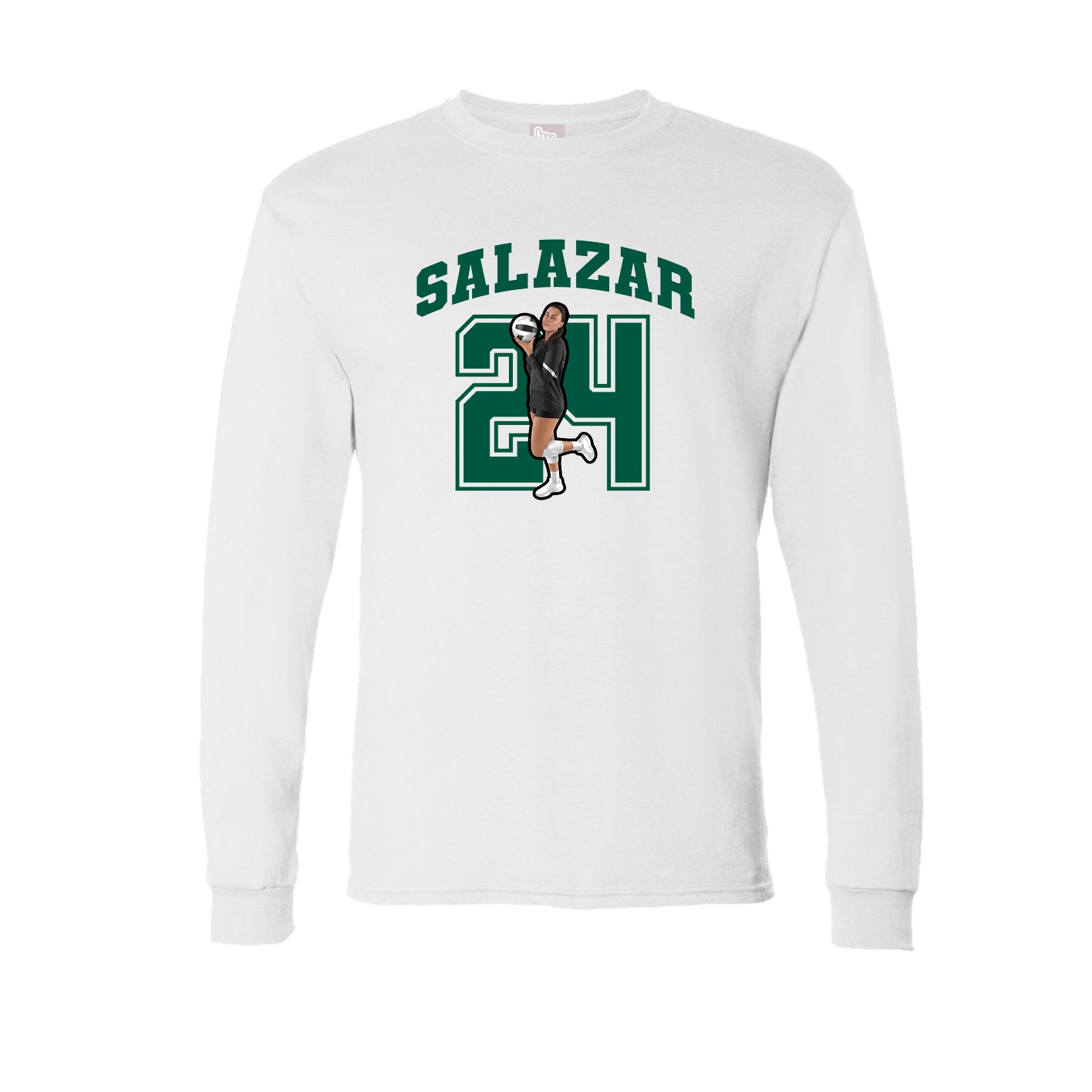 Long Sleeve Tee — Number in White