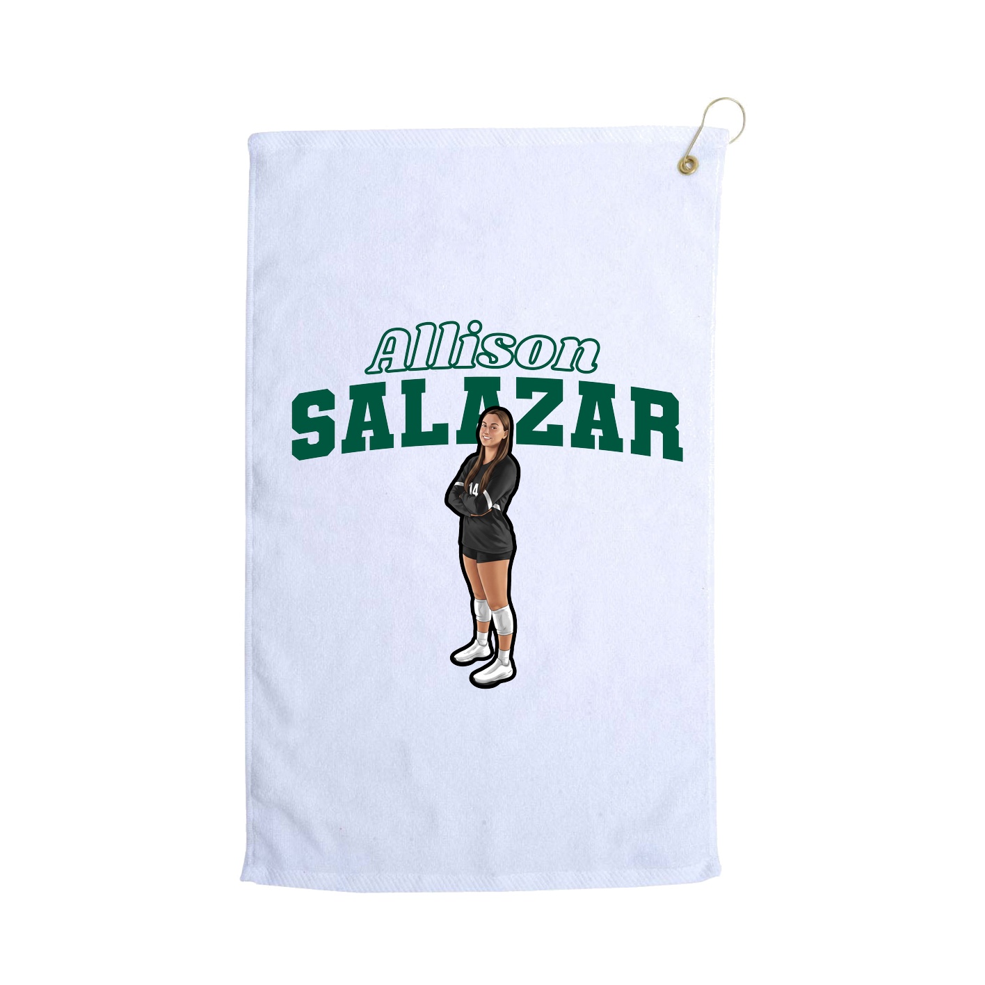 Golf Towel — Name Arch in White