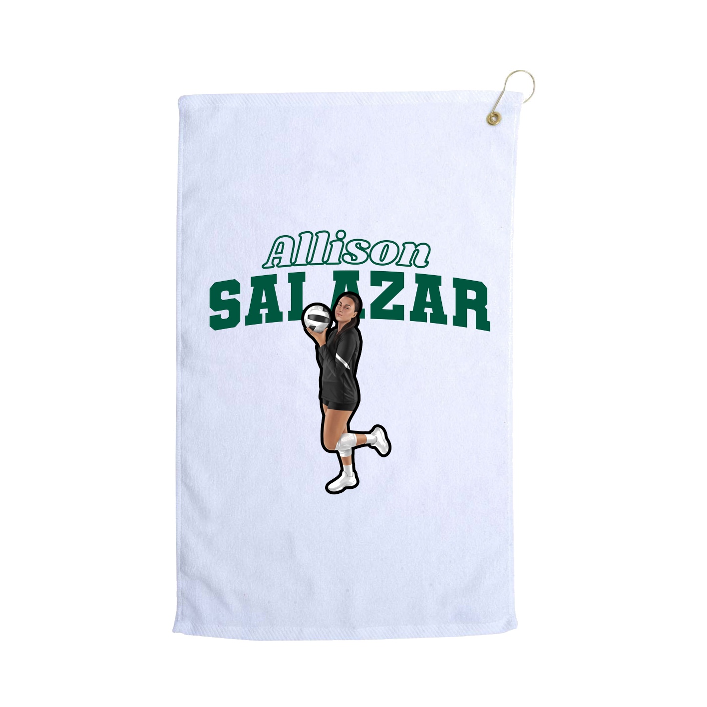 Golf Towel — Name Arch in White