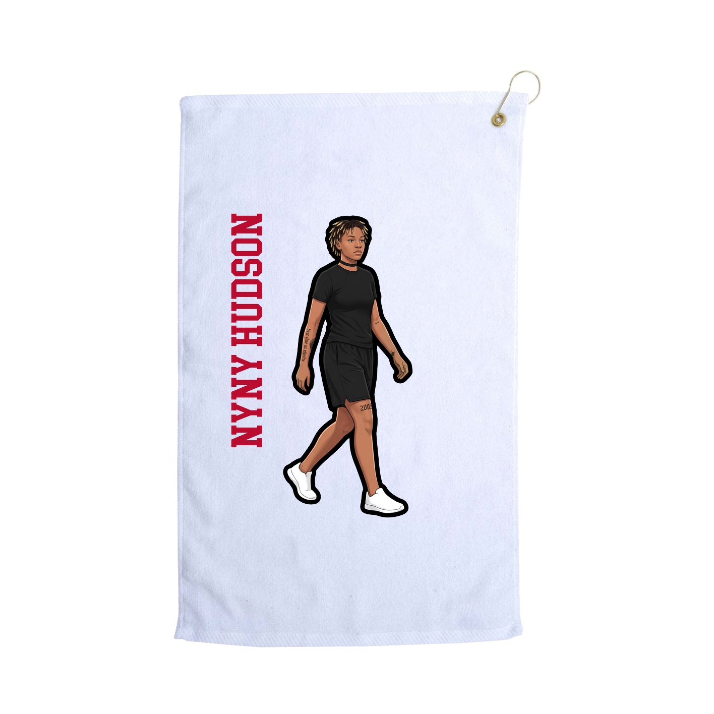 Golf Towel — Name Vertical in White