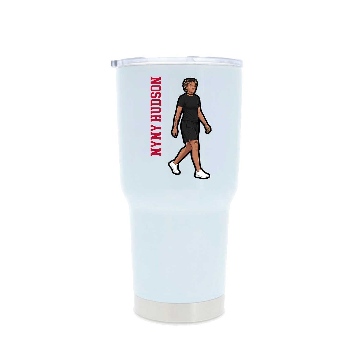 30oz Stainless Steel Tumbler — Name Vertical in White