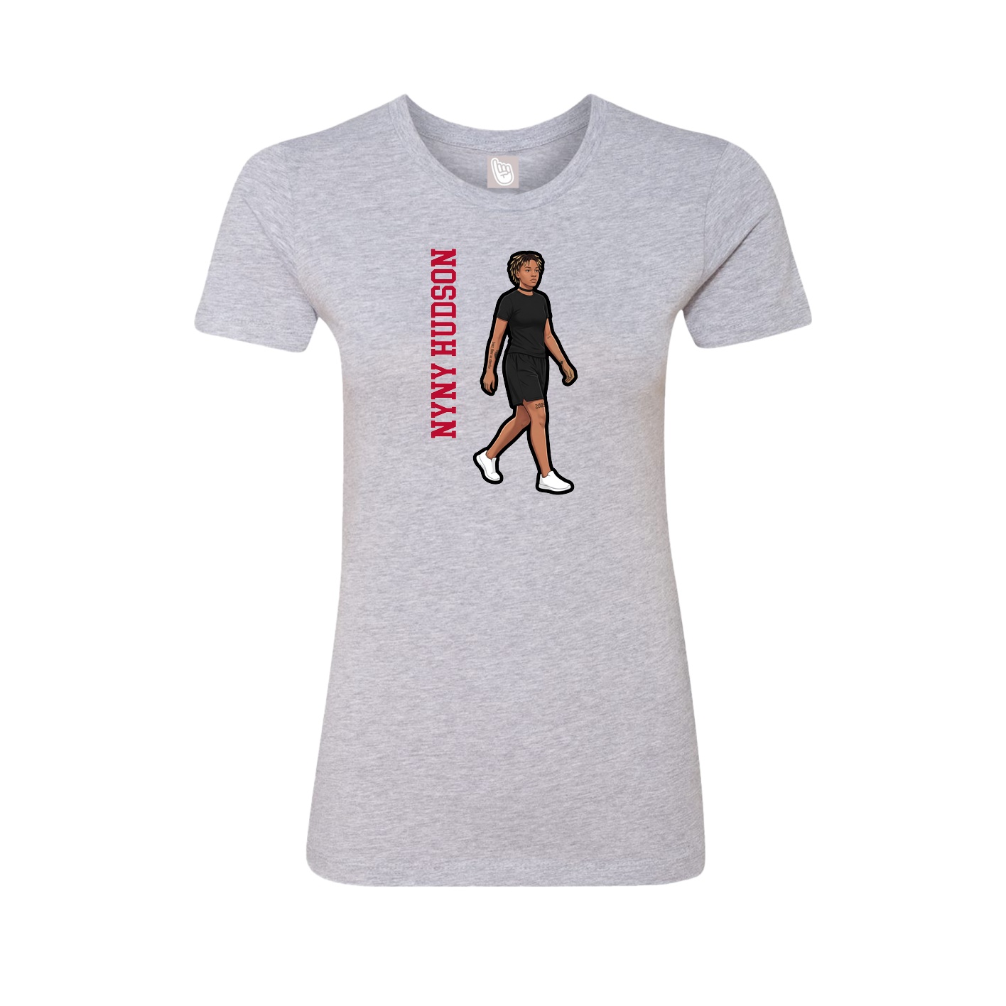 Fitted Women's Tee — Name Vertical in Grey
