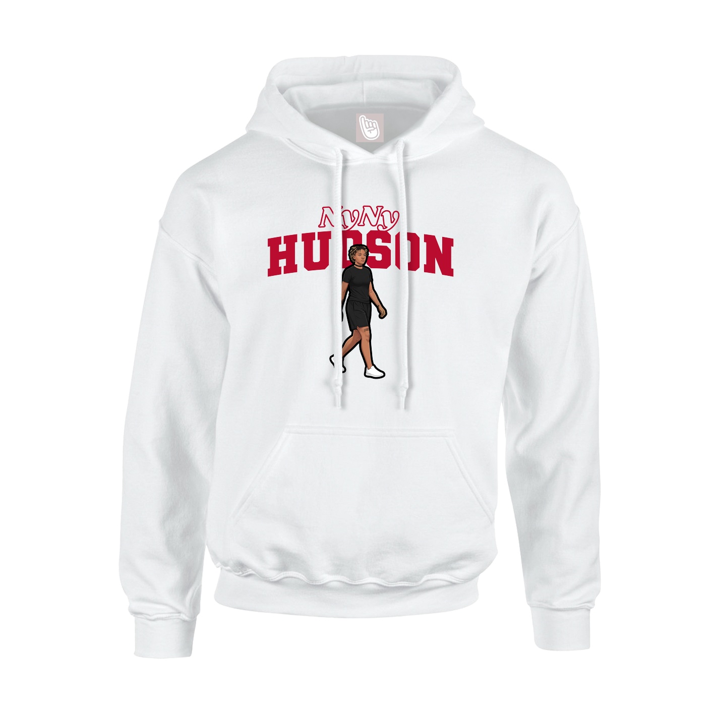 Youth Hoodie — Name Arch in White