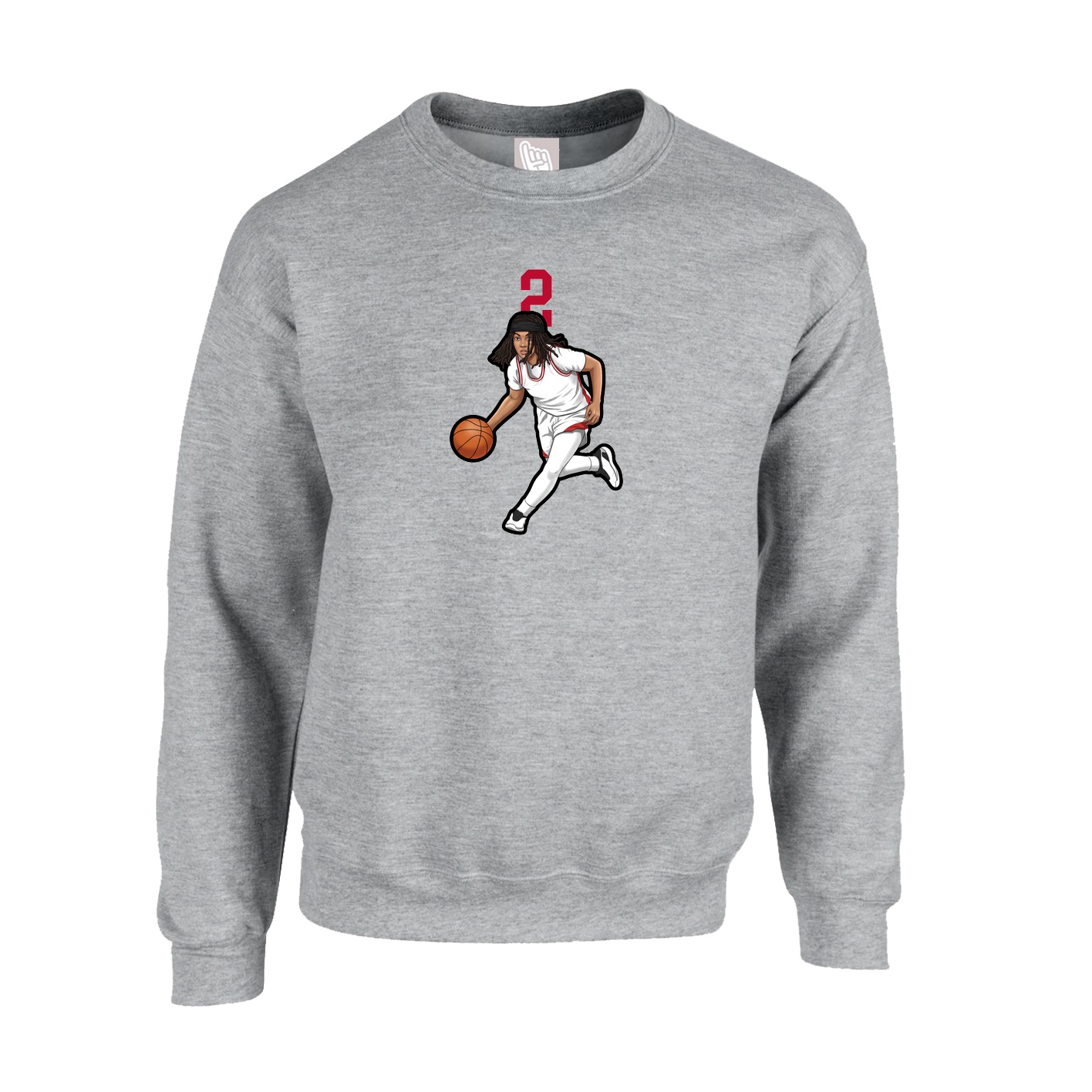 Fleece Crew — Number Top in Grey