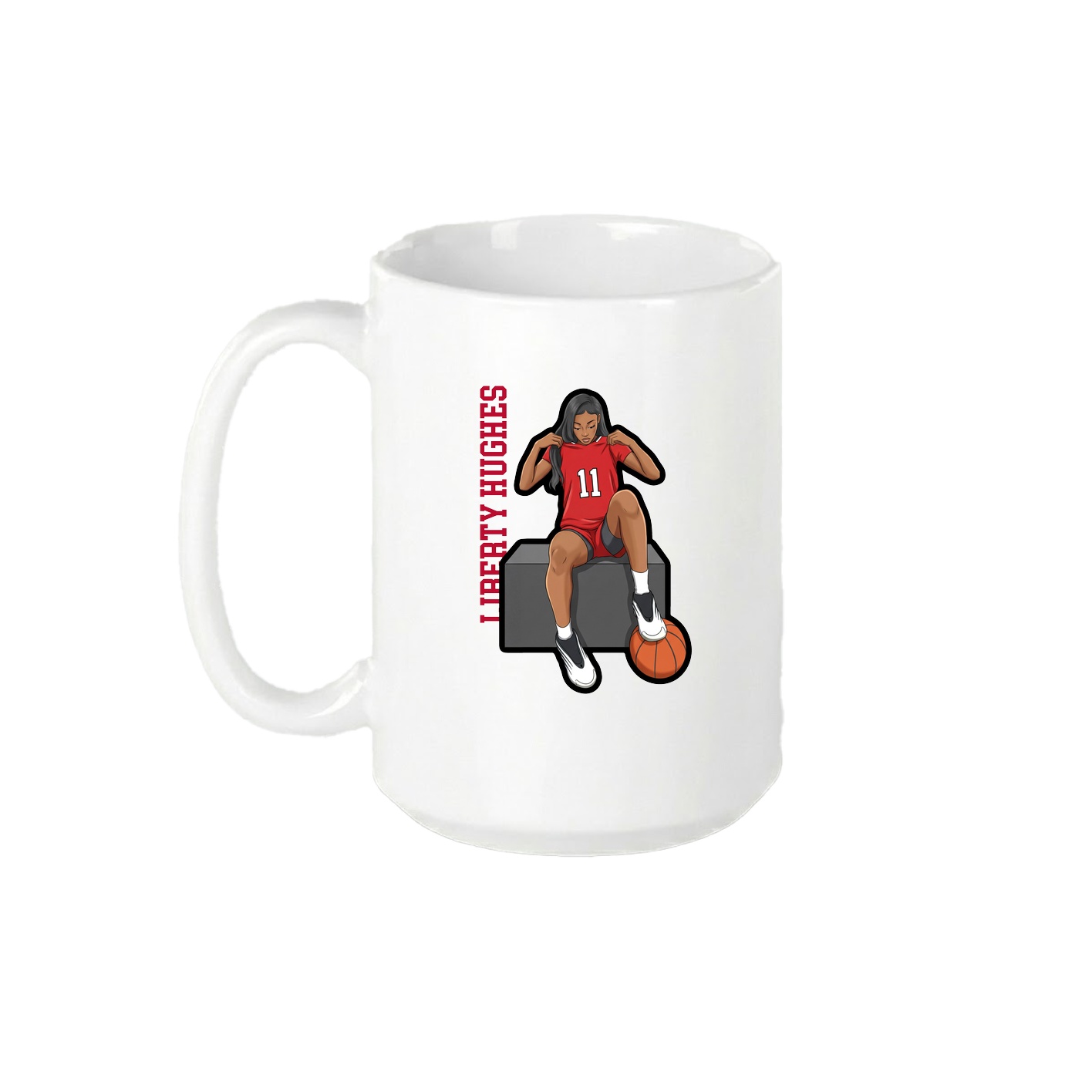 15oz Coffee Mug — Name Vertical in White
