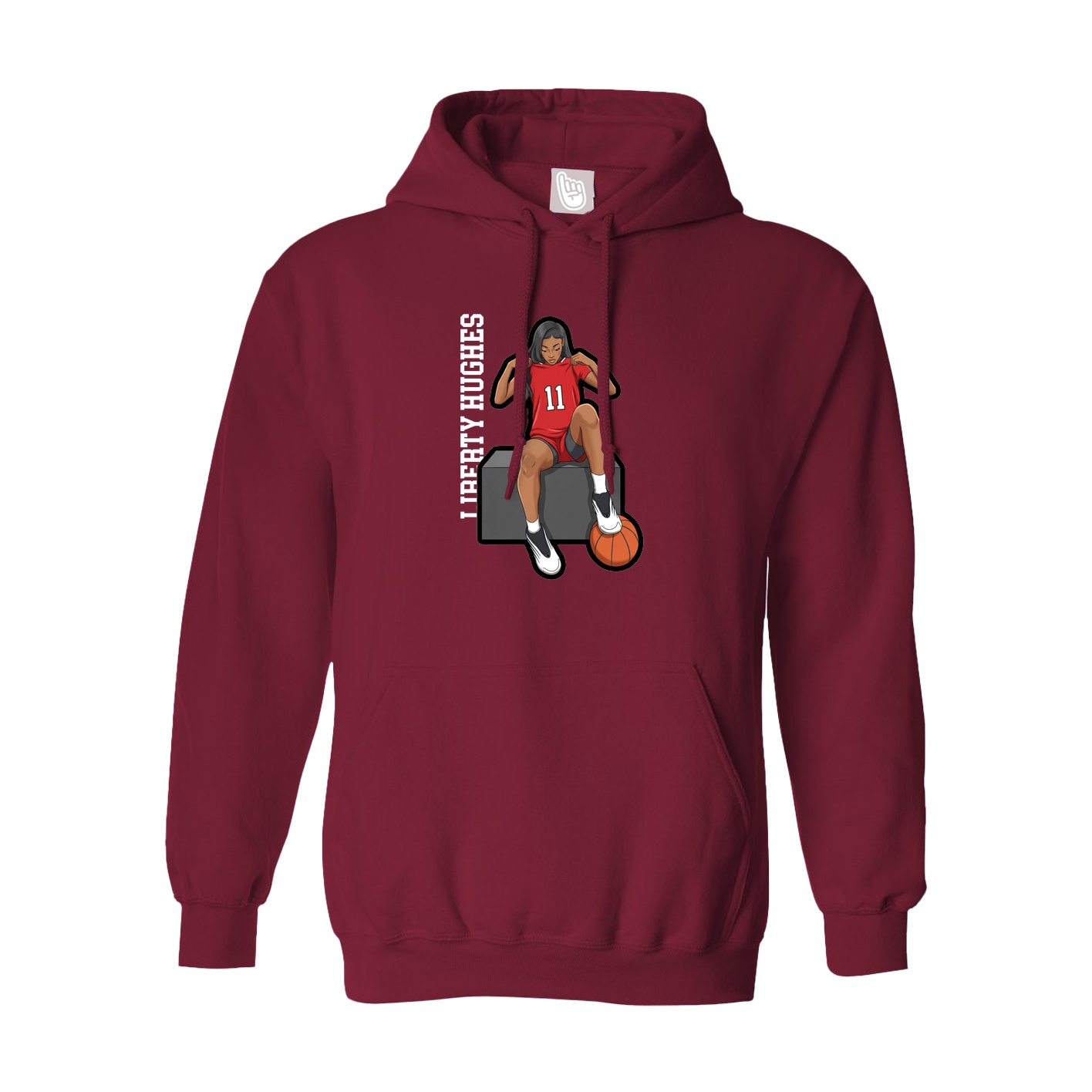 Hoodie — Name Vertical in Cardinal