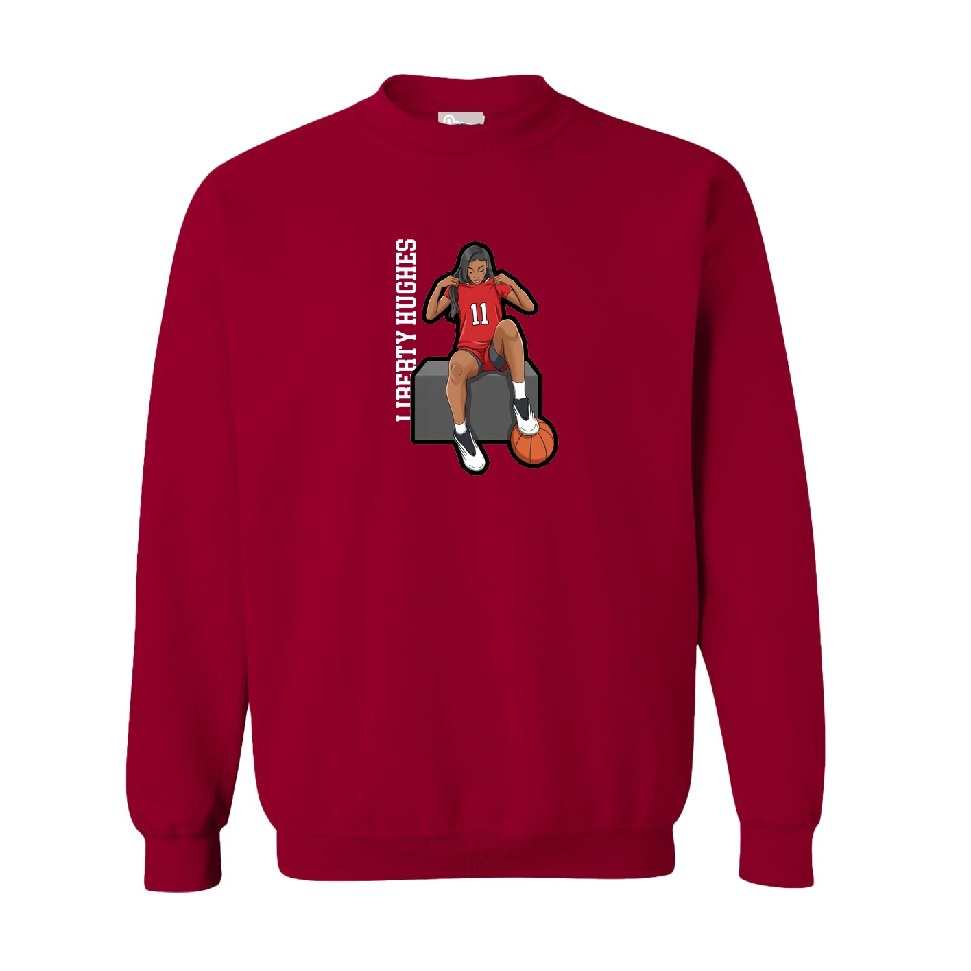 Fleece Crew — Name Vertical in Cardinal
