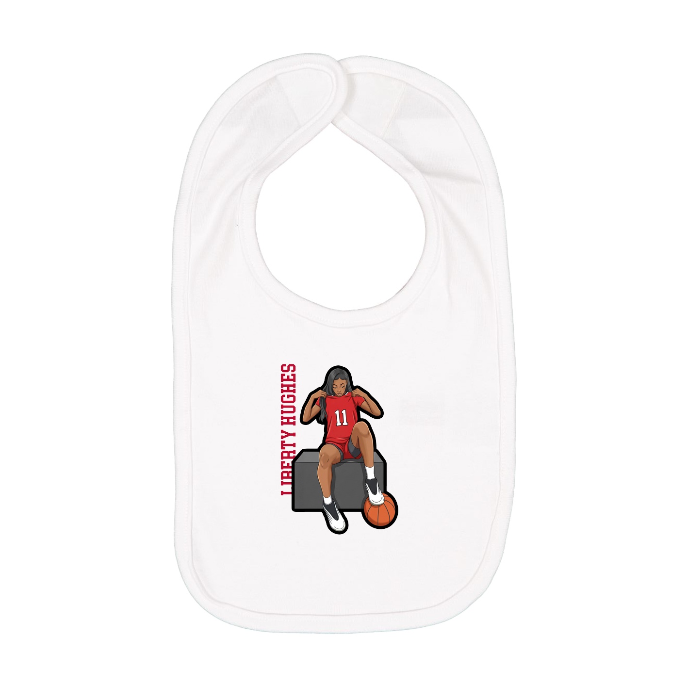 Infant Bib — Name Vertical in White