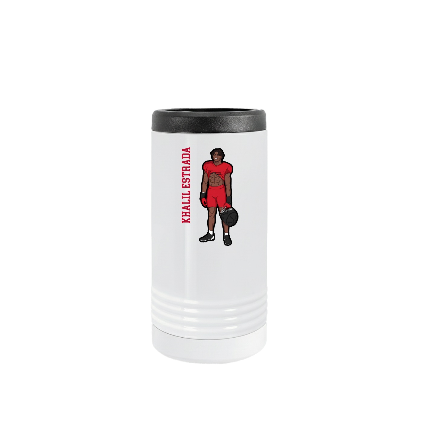 Slim Beverage Holder — Name Vertical in White