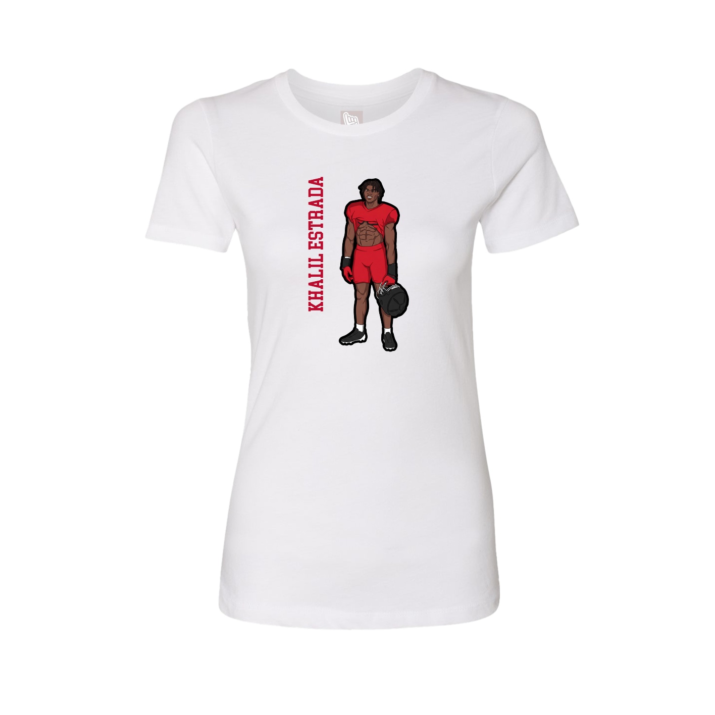 Womens Tee — Name Vertical in White