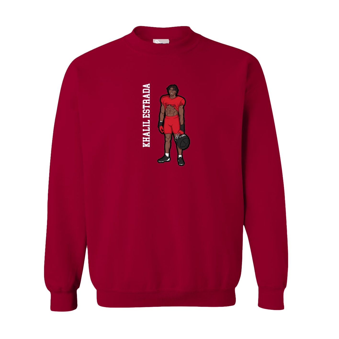 Fleece Crew — Name Vertical in Cardinal