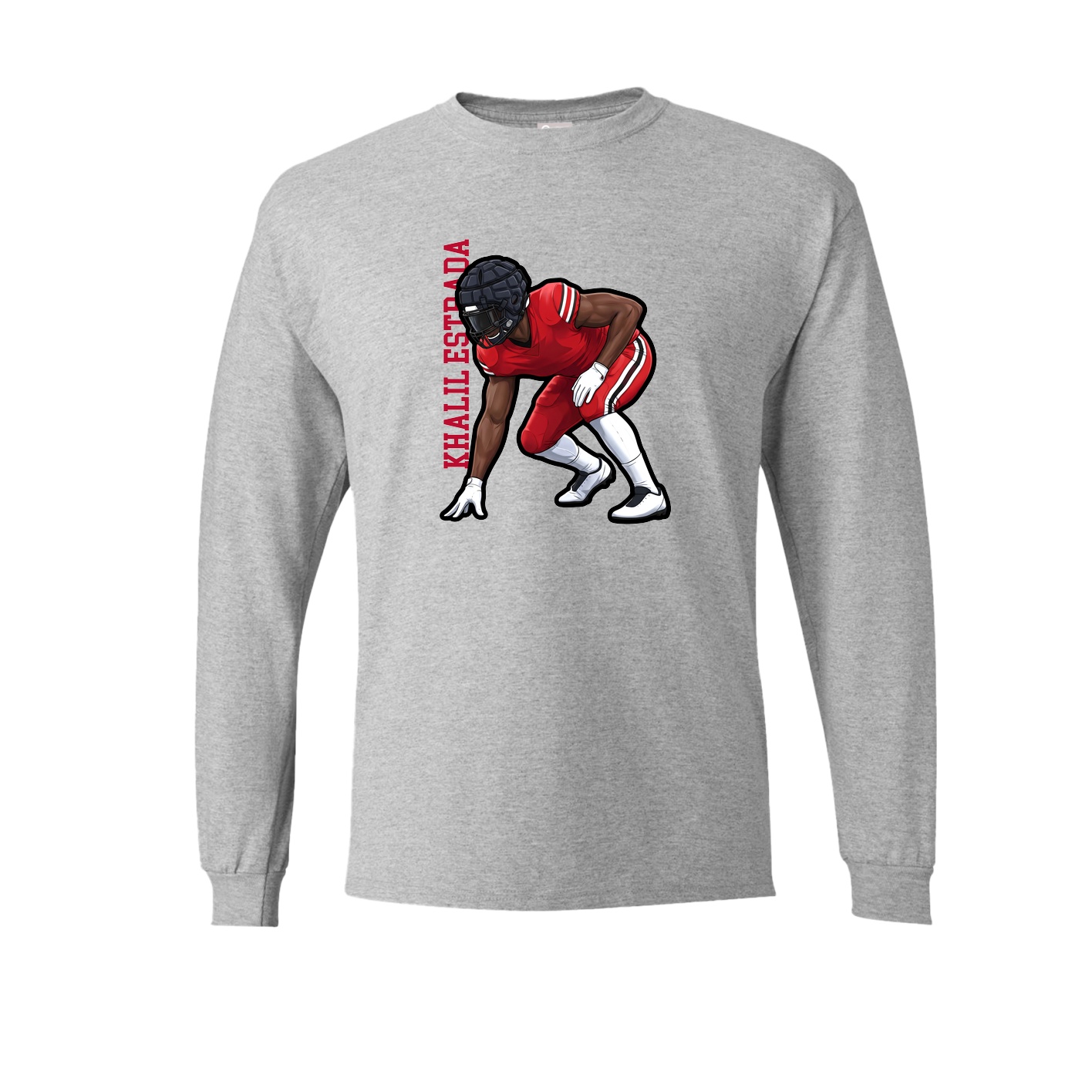Long Sleeve Tee — Name Vertical in Grey