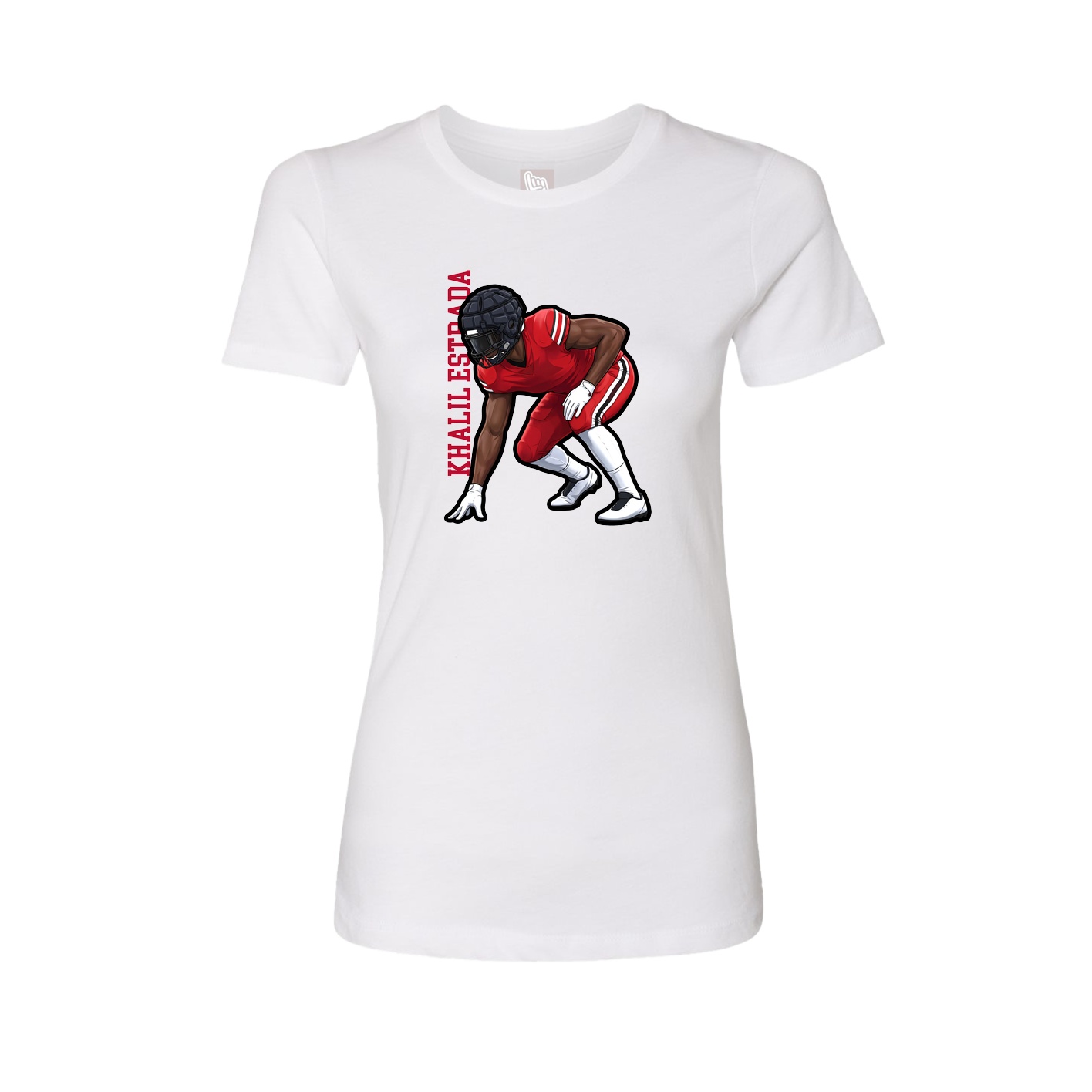 Womens Tee — Name Vertical in White