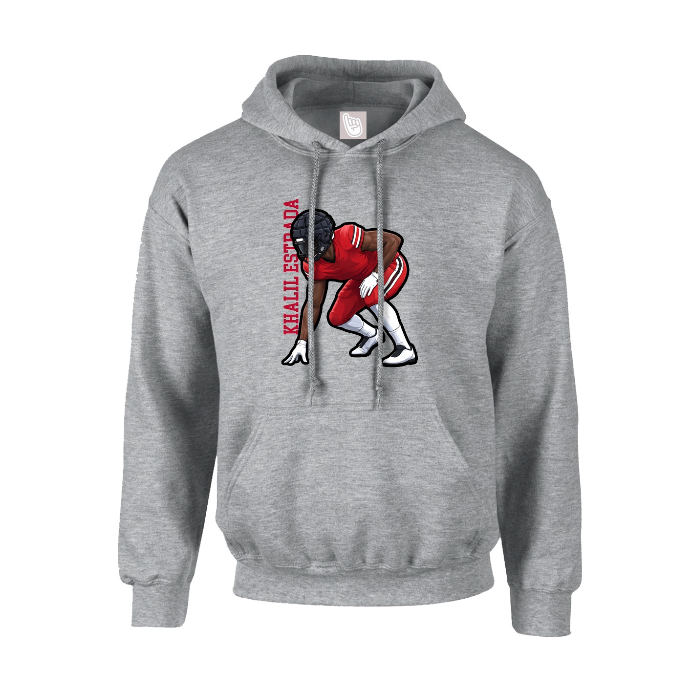 Hoodie — Name Vertical in Grey