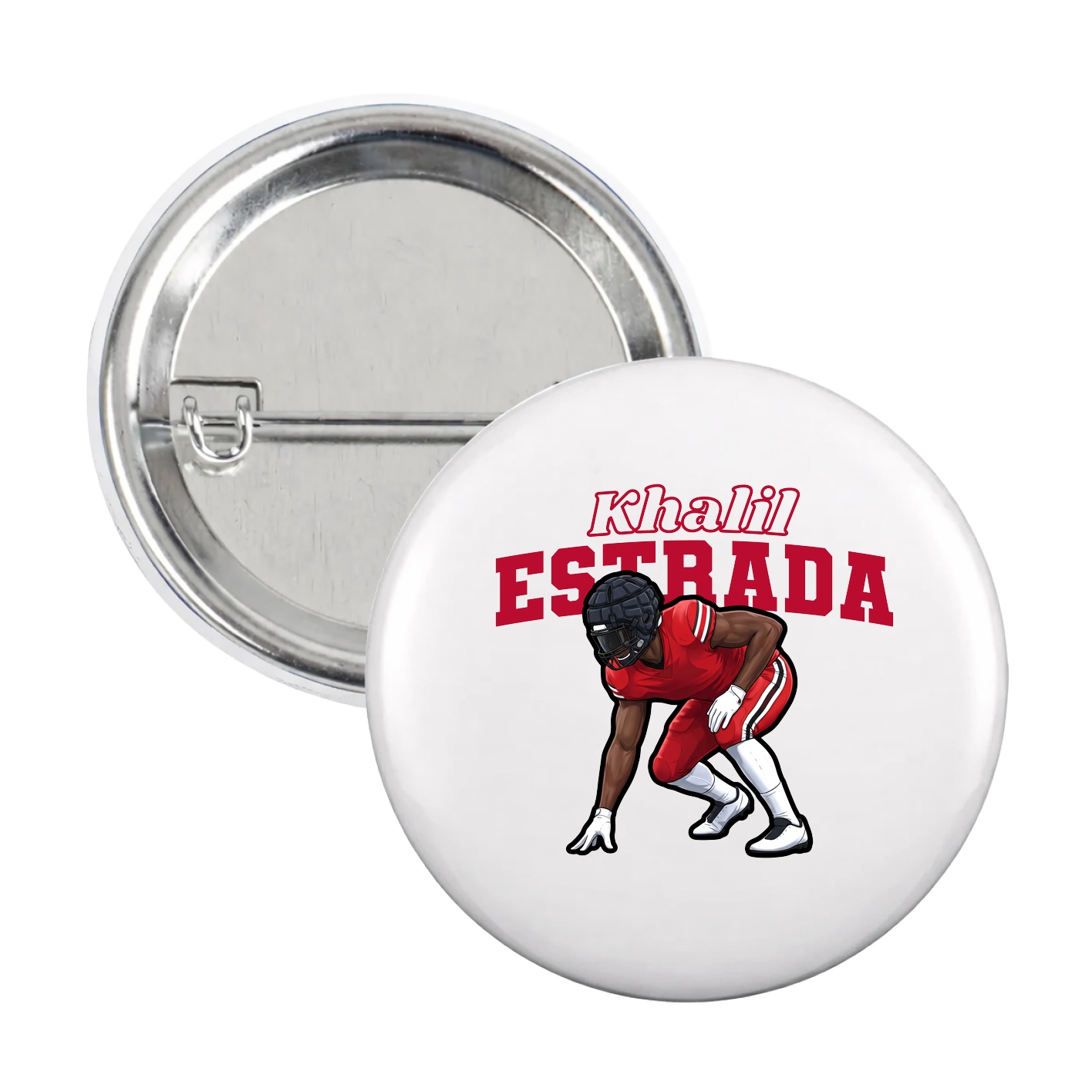 Game Day Button — Name Arch in White