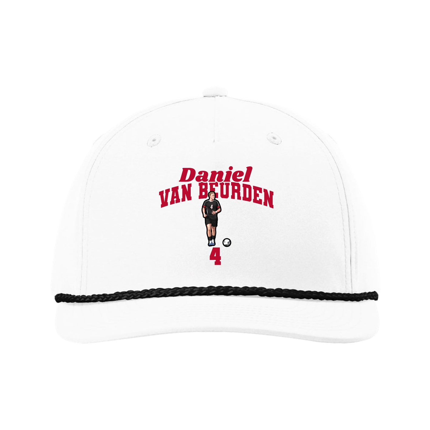 Five-Panel Classic Rope Cap — Signature Arch in White