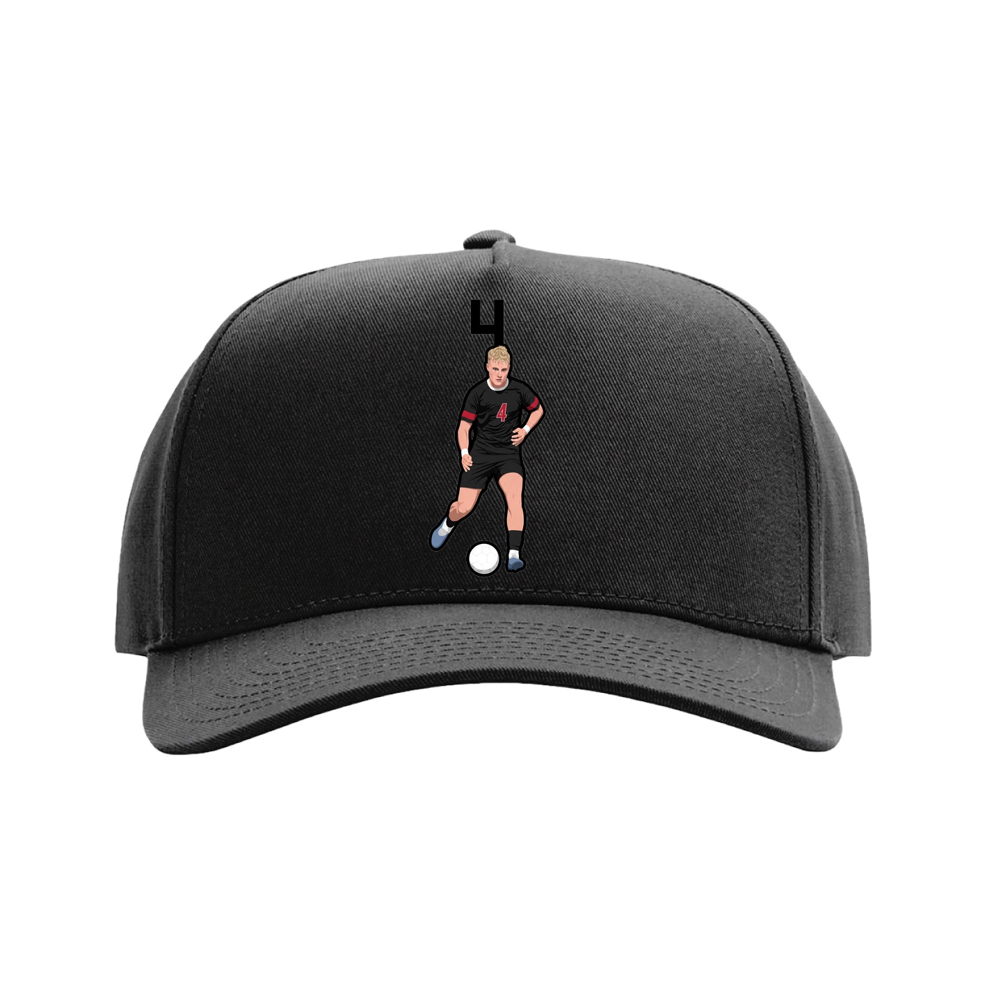 Full Fabric Five-Panel Champ Cap — Number Top in Black