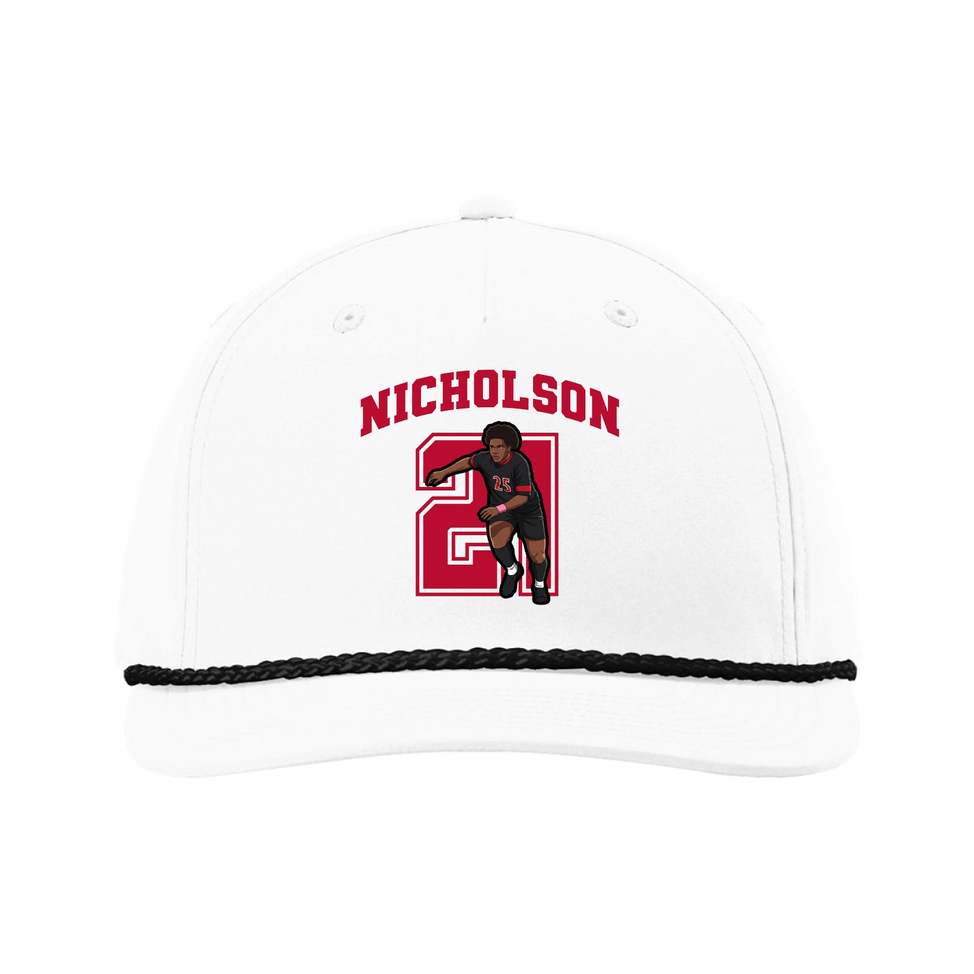 Five-Panel Classic Rope Cap — Number in White